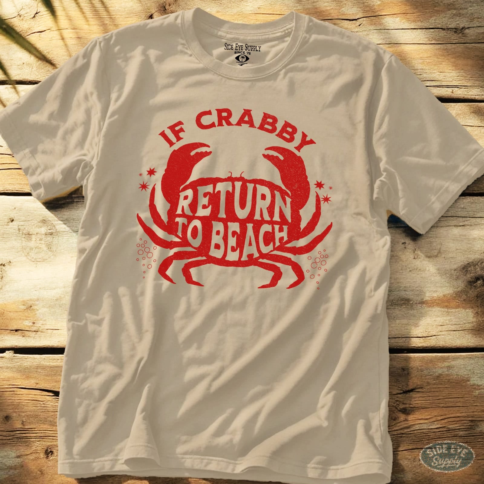 Crabby Tee Sand / S - by Side Eye Supply - Surf Beach Life Apparel