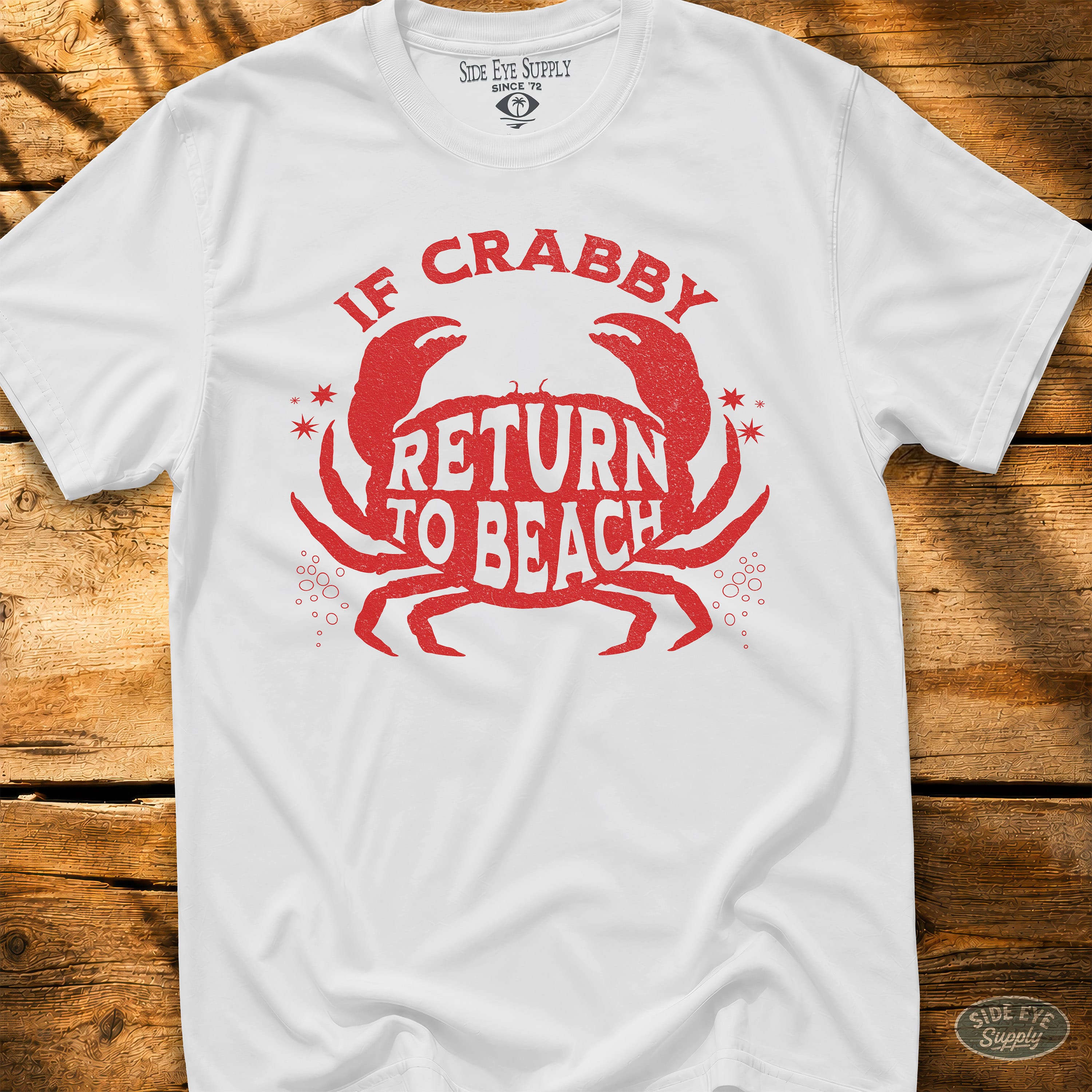 Crabby Tee White / S - by Side Eye Supply - Surf Beach Life Apparel