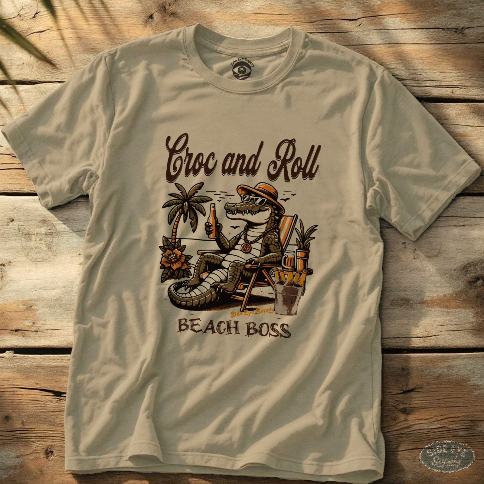 Croc and Roll Tee Sand / S - by Side Eye Supply - Surf Beach Life Apparel