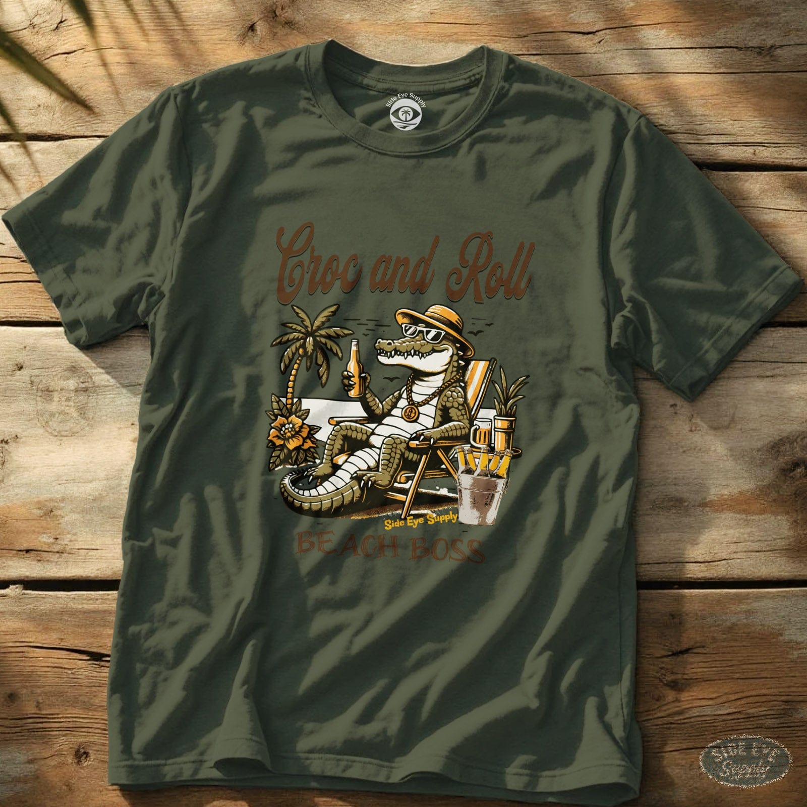 Croc and Roll Tee Military Green / S - by Side Eye Supply - Surf Beach Life Apparel