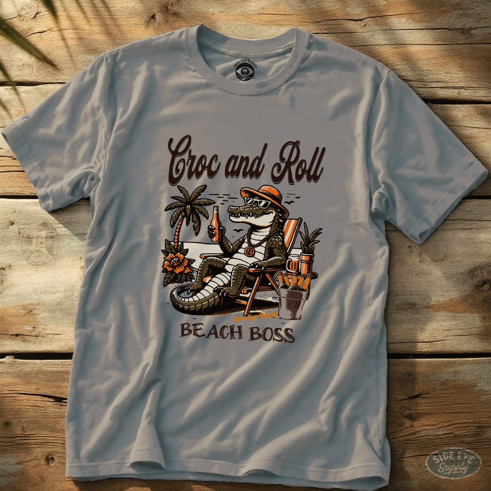 Croc and Roll Tee Ice Grey / S - by Side Eye Supply - Surf Beach Life Apparel