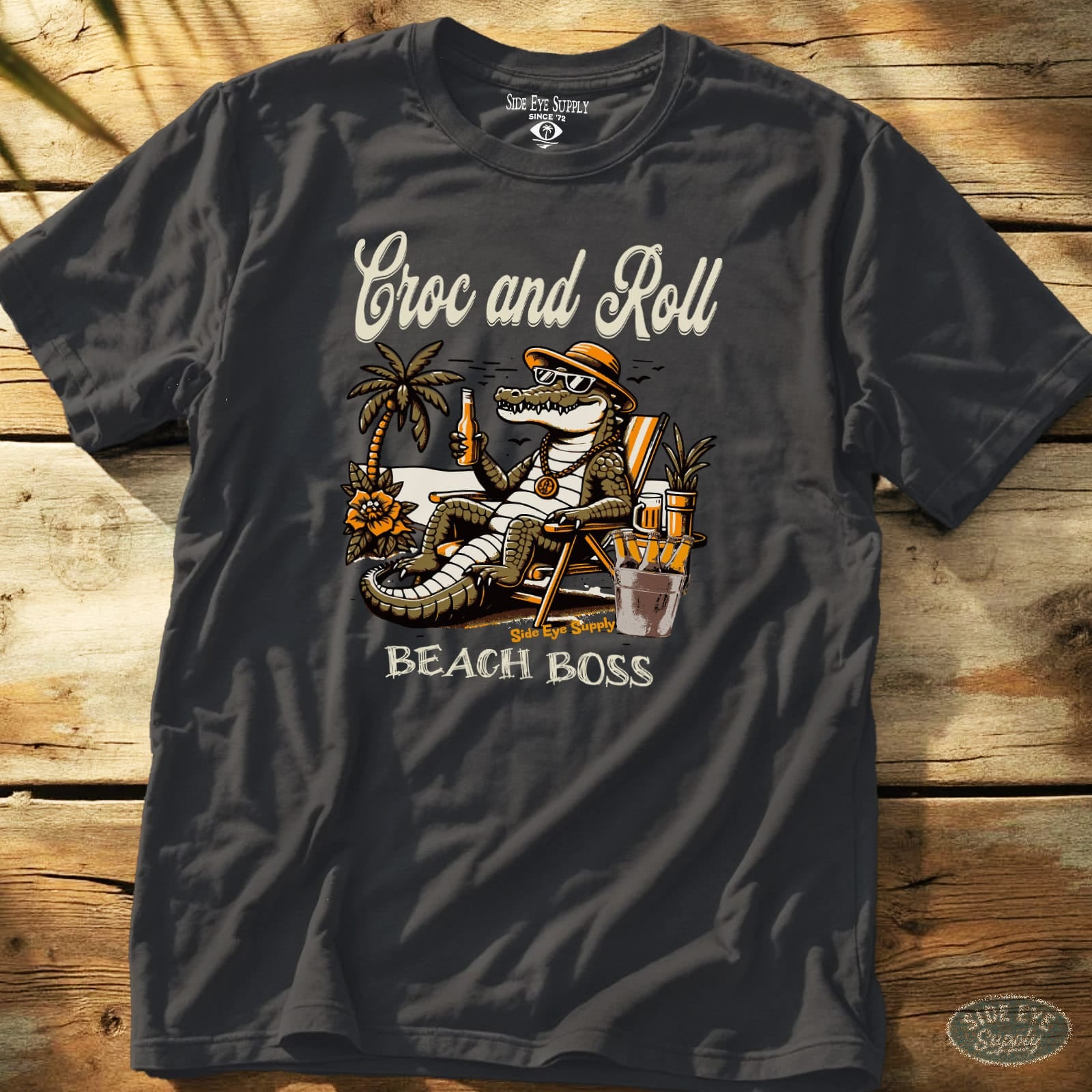 Croc and Roll Tee Charcoal / S - by Side Eye Supply - Surf Beach Life Apparel