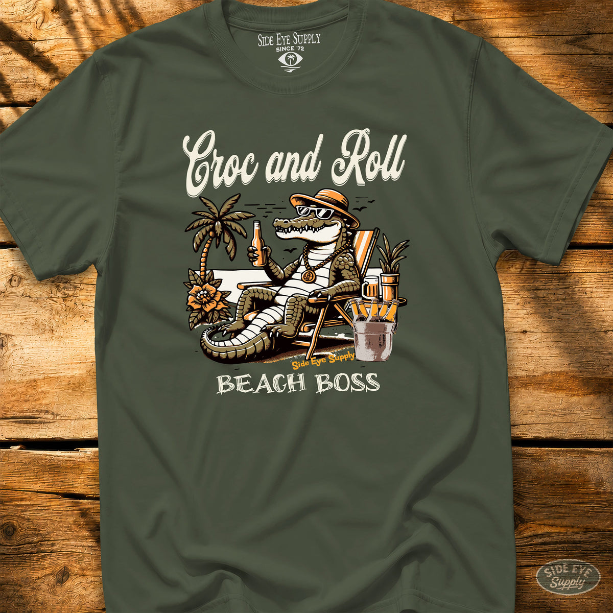 Croc and Roll Tee Military Green / S - by Side Eye Supply - Surf Beach Life Apparel