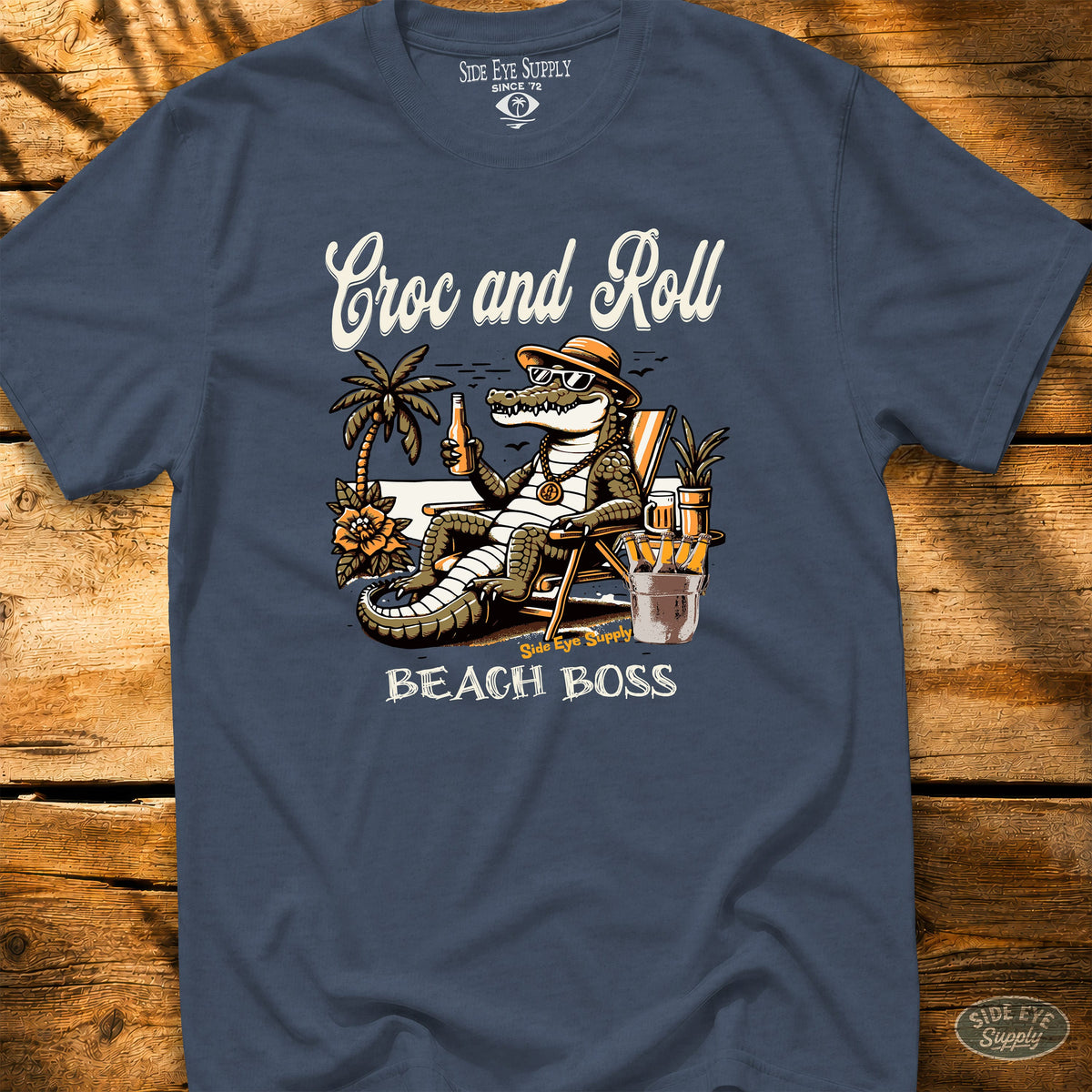 Croc and Roll Tee Heather Indigo / S - by Side Eye Supply - Surf Beach Life Apparel
