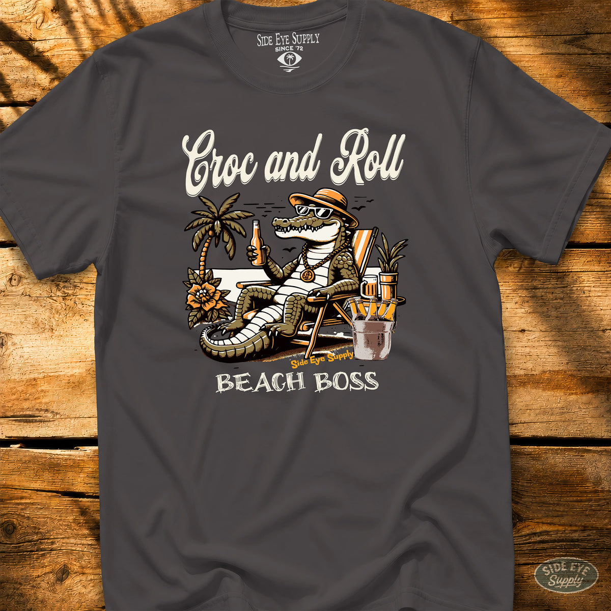 Croc and Roll Tee Charcoal / S - by Side Eye Supply - Surf Beach Life Apparel