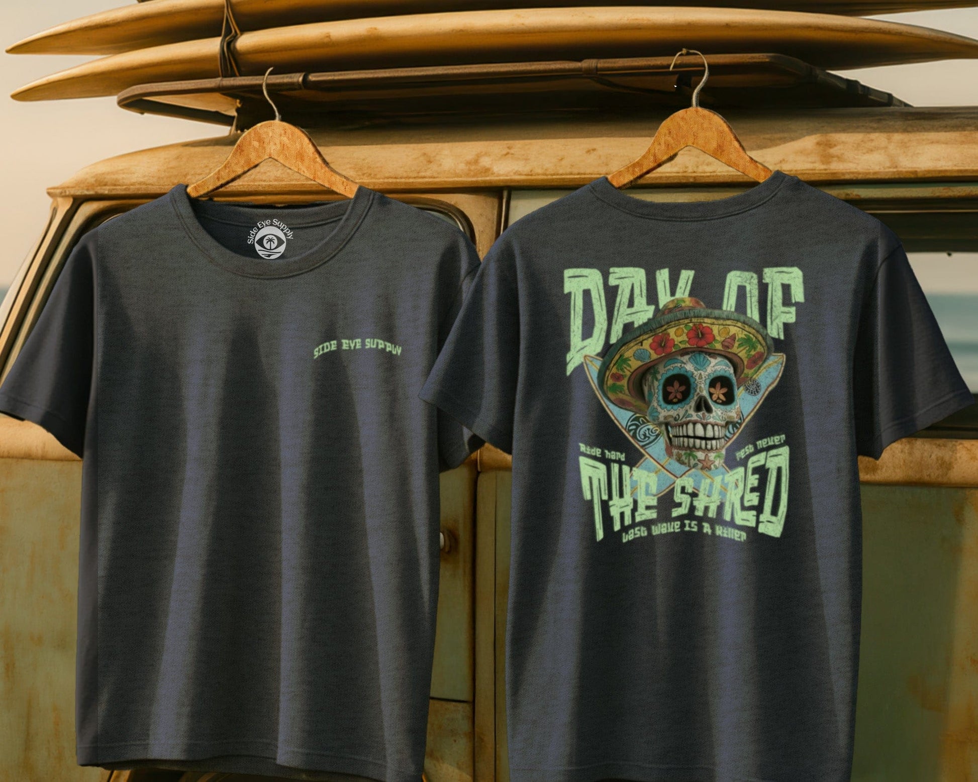 Day of The Shred Tee Heather Indigo / S - by Side Eye Supply - Surf Beach Life Apparel