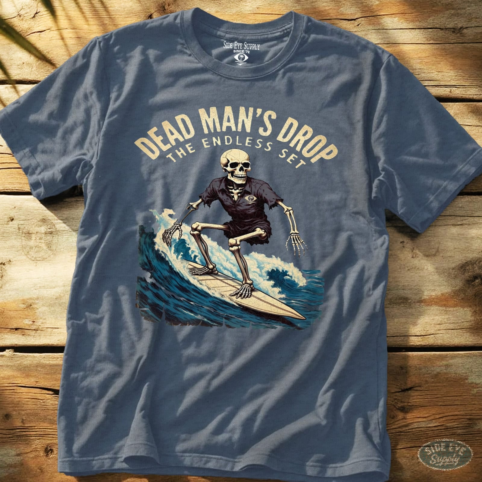 Dead Man's Drop Tee Heather Indigo / S - by Side Eye Supply - Surf Beach Life Apparel