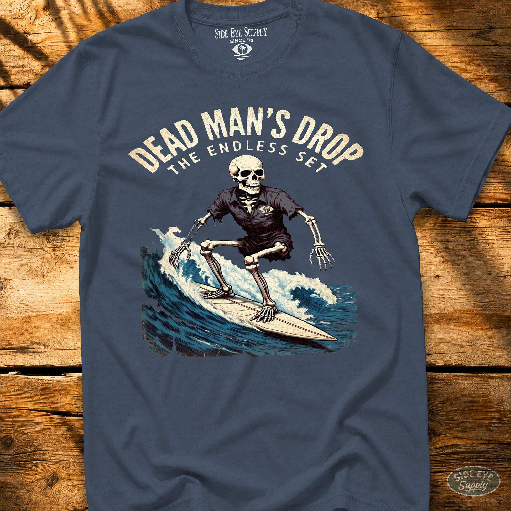 Dead Man's Drop Tee Heather Indigo / S - by Side Eye Supply - Surf Beach Life Apparel