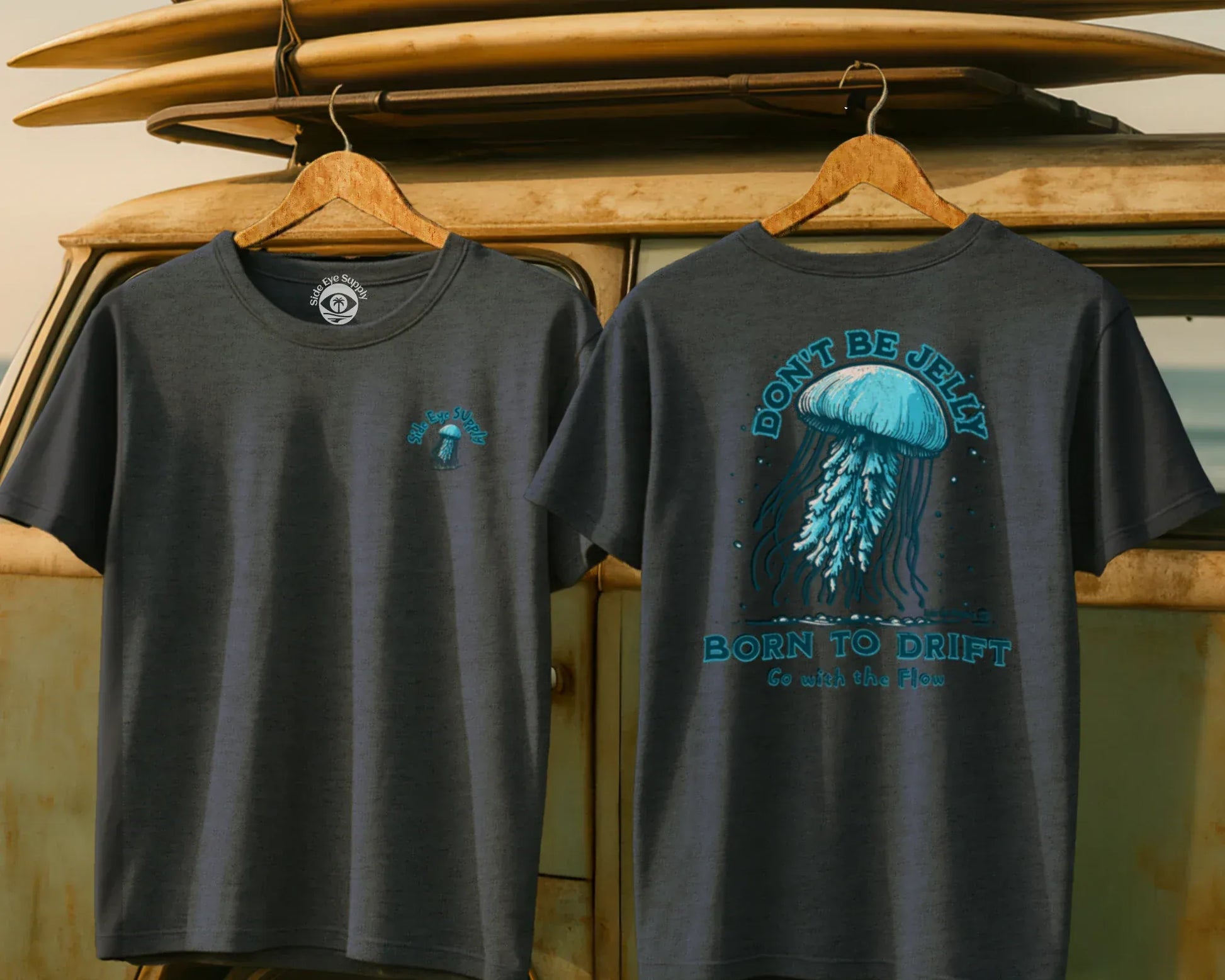 Don't Be Jelly Tee Heather Indigo / S - by Side Eye Supply - Surf Beach Life Apparel