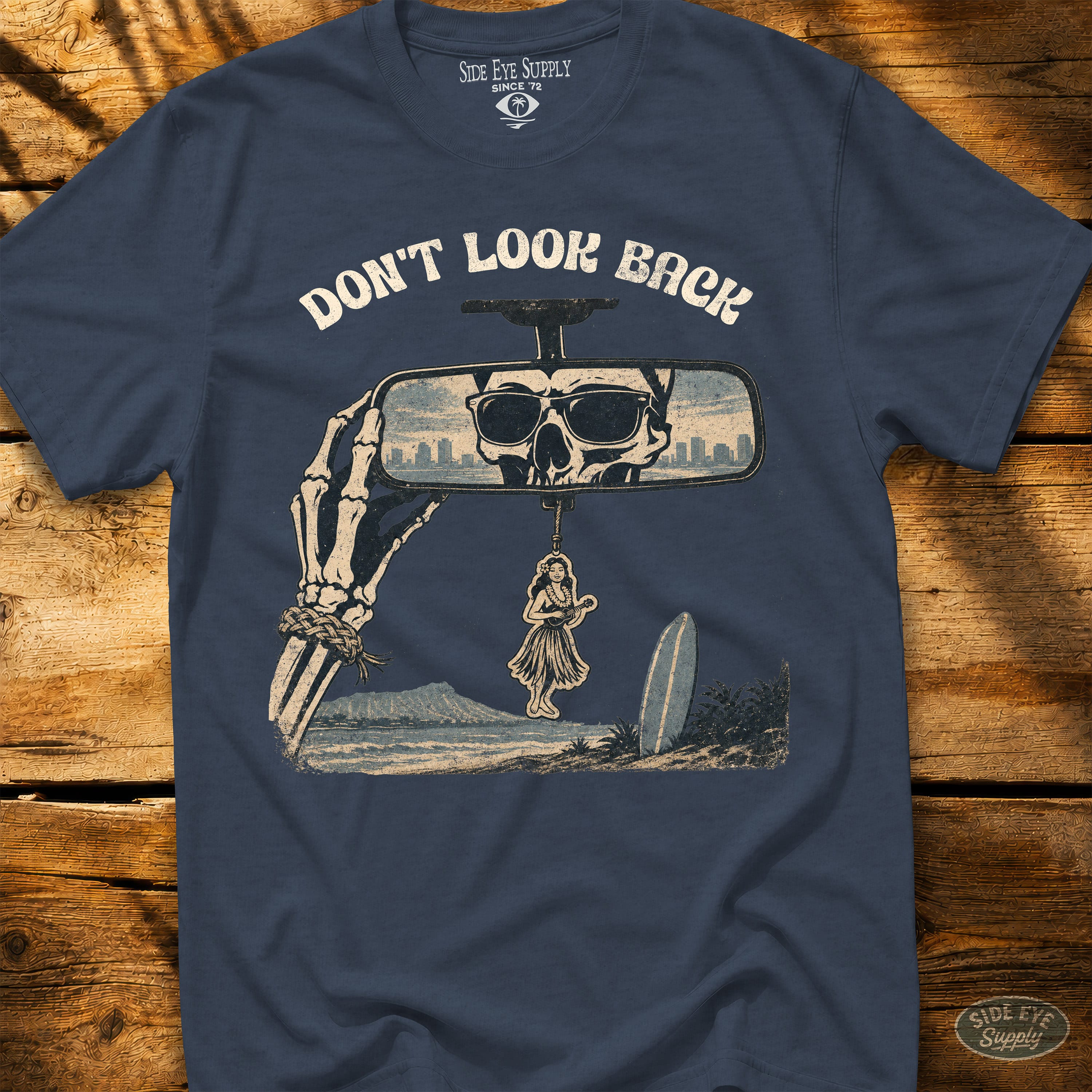 Don't Look Back Tee Heather Indigo / S - by Side Eye Supply - Surf Beach Life Apparel