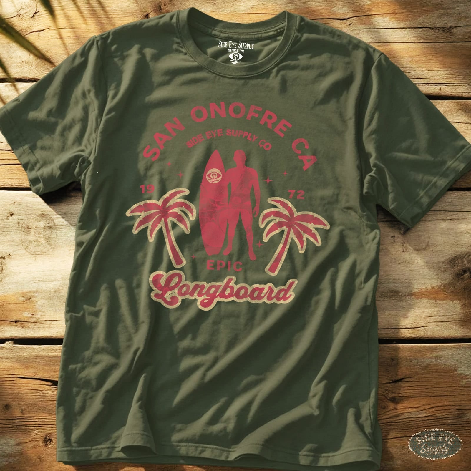 Epic Longboard Tee Military Green / S - by Side Eye Supply - Surf Beach Life Apparel