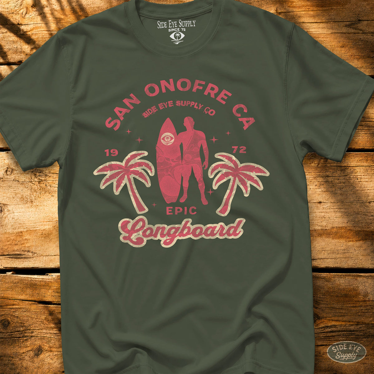 Epic Longboard Tee Military Green / S - by Side Eye Supply - Surf Beach Life Apparel