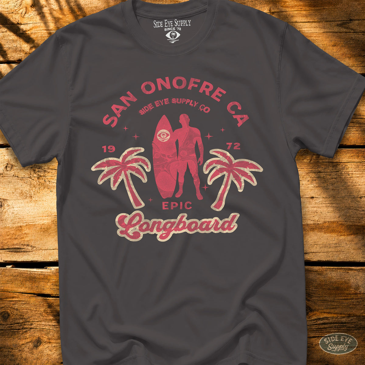 Epic Longboard Tee Charcoal / S - by Side Eye Supply - Surf Beach Life Apparel