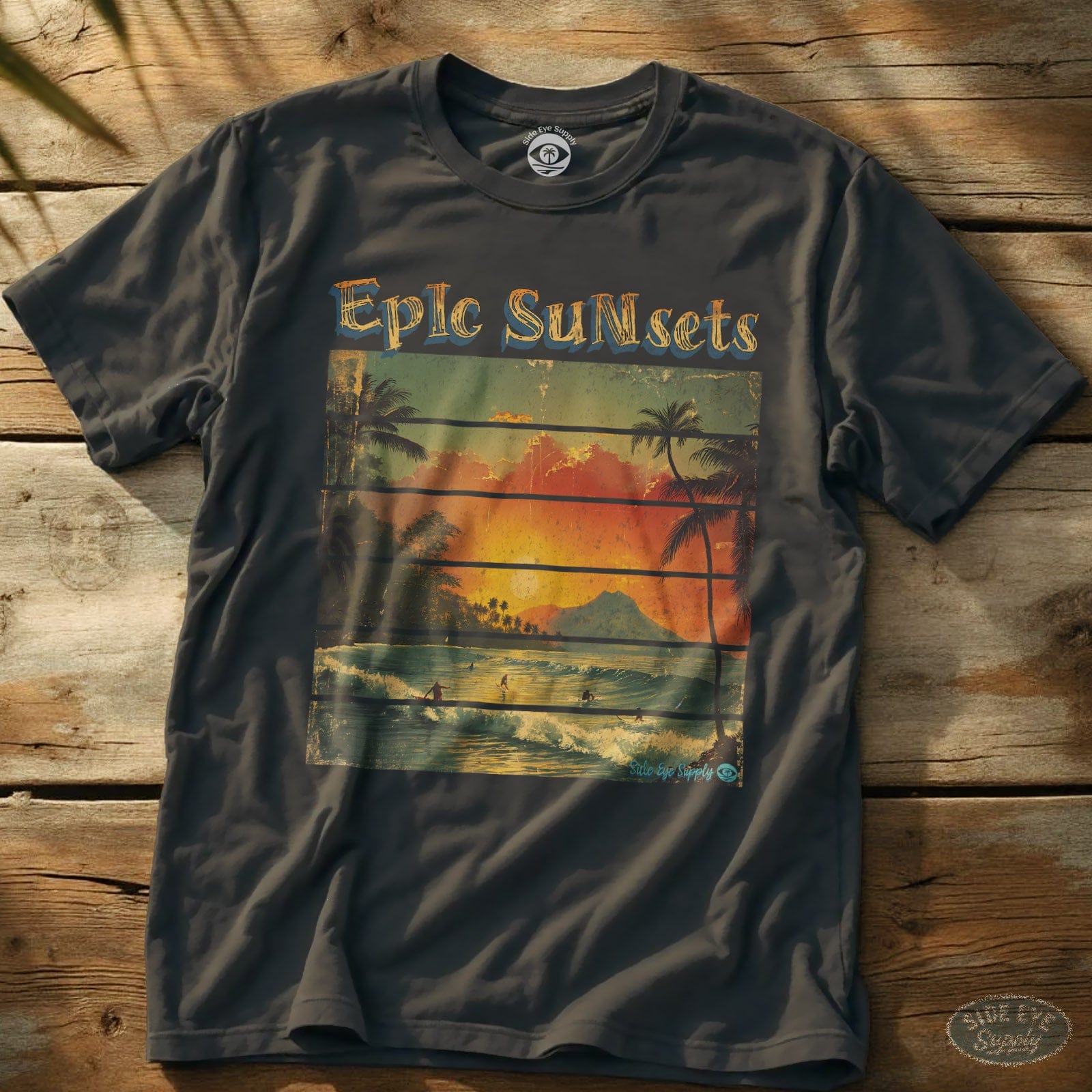 Epic Sunsets Tee Charcoal / S - by Side Eye Supply - Surf Beach Life Apparel