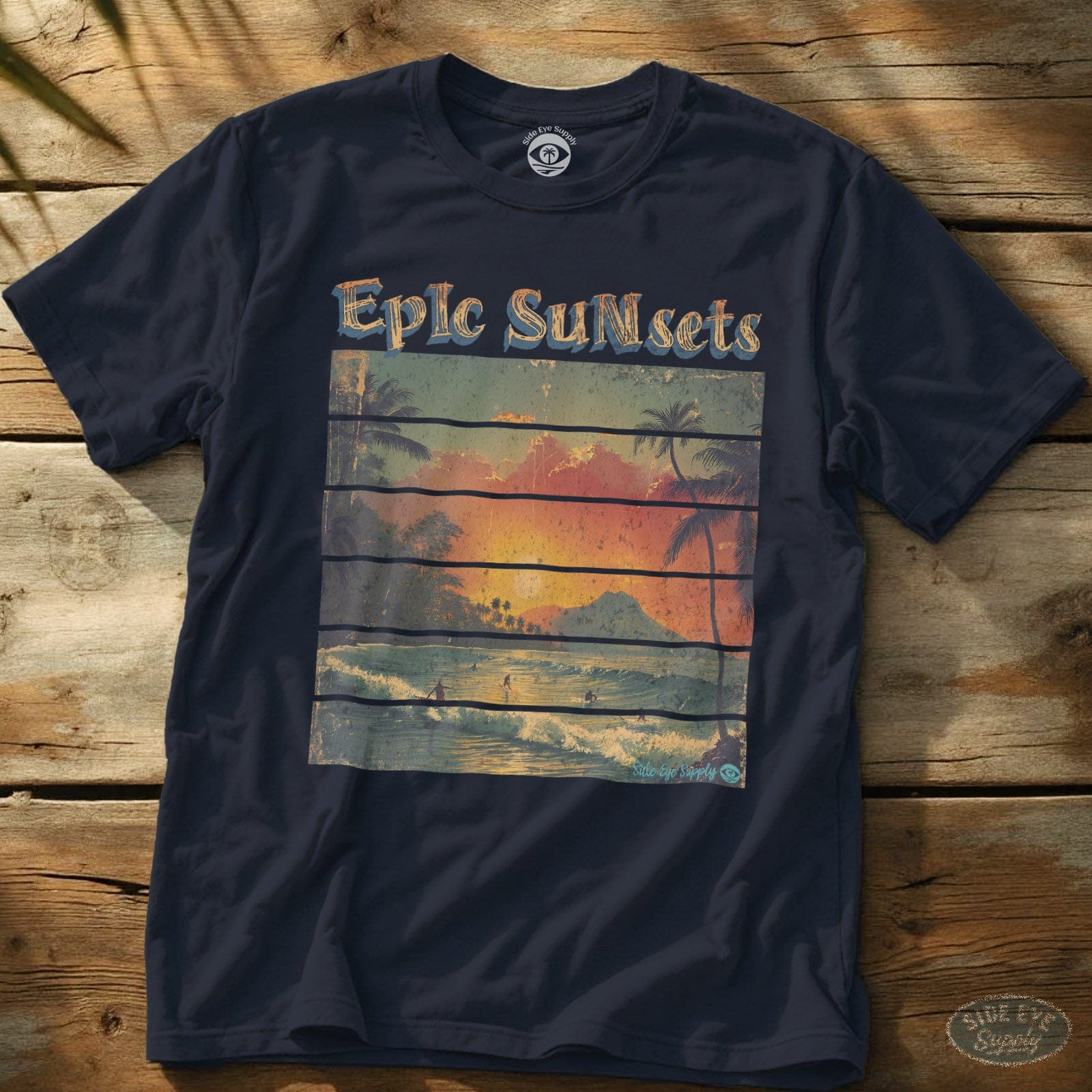 Epic Sunsets Tee Navy / S - by Side Eye Supply - Surf Beach Life Apparel