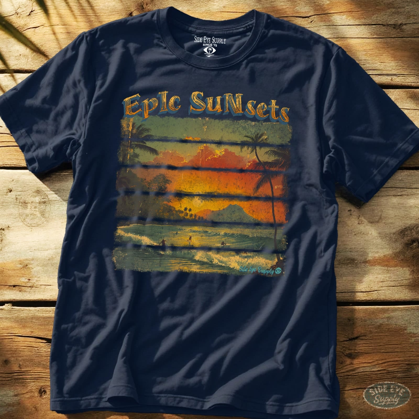 Epic Sunsets Tee Navy / S - by Side Eye Supply - Surf Beach Life Apparel