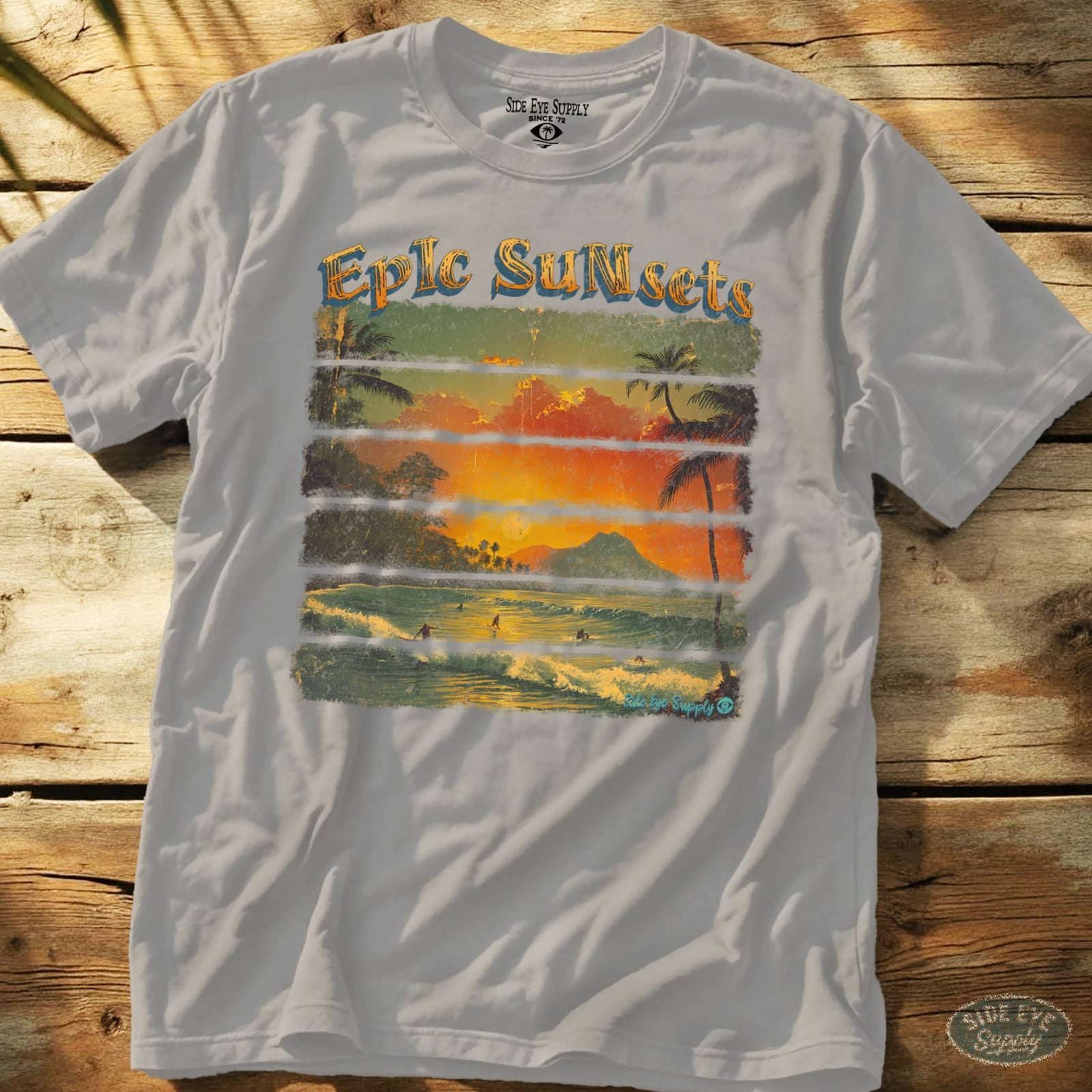 Epic Sunsets Tee Ice Grey / S - by Side Eye Supply - Surf Beach Life Apparel