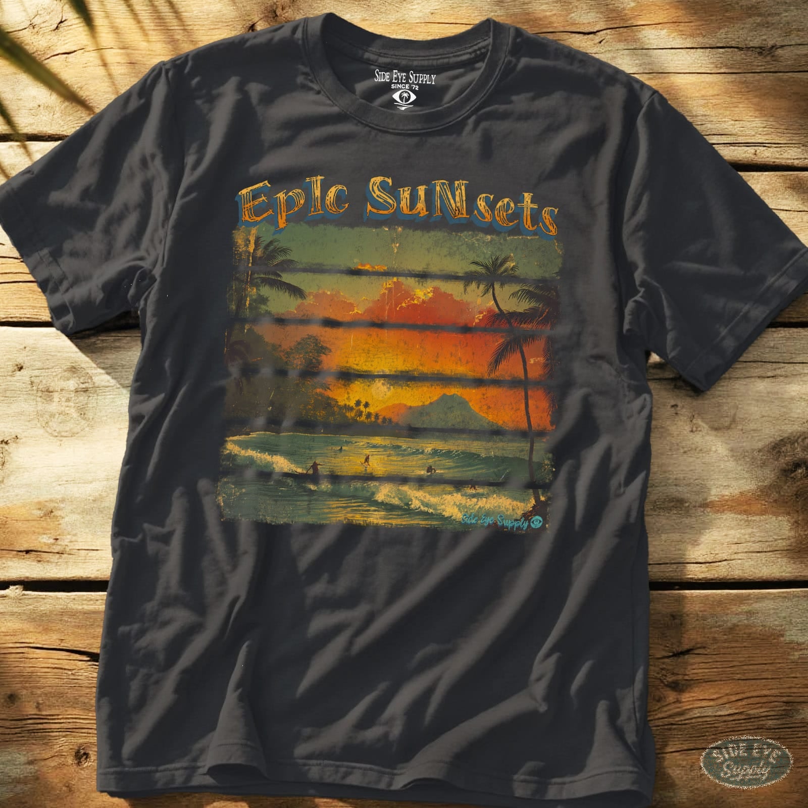 Epic Sunsets Tee Charcoal / S - by Side Eye Supply - Surf Beach Life Apparel