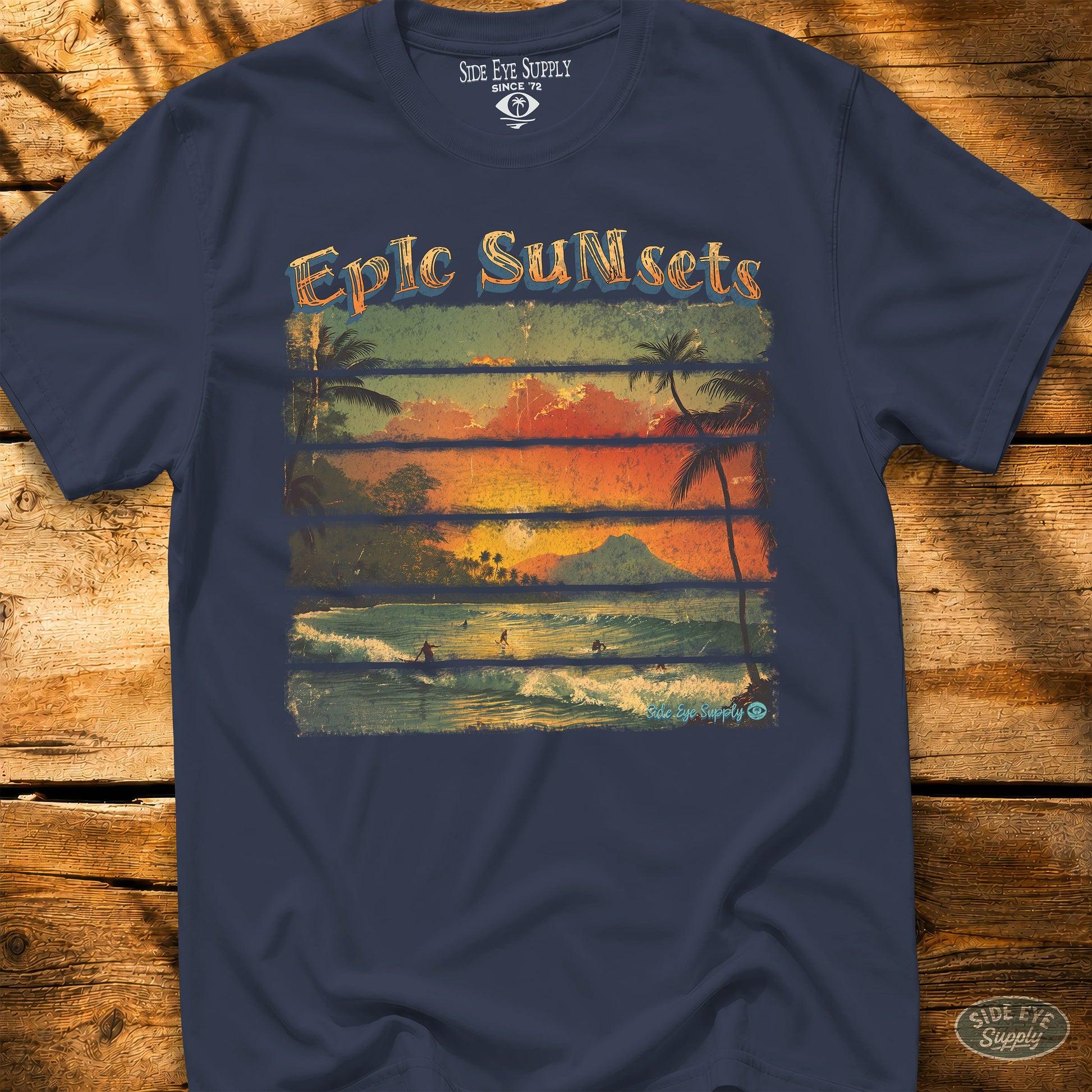 Epic Sunsets Tee Navy / S - by Side Eye Supply - Surf Beach Life Apparel