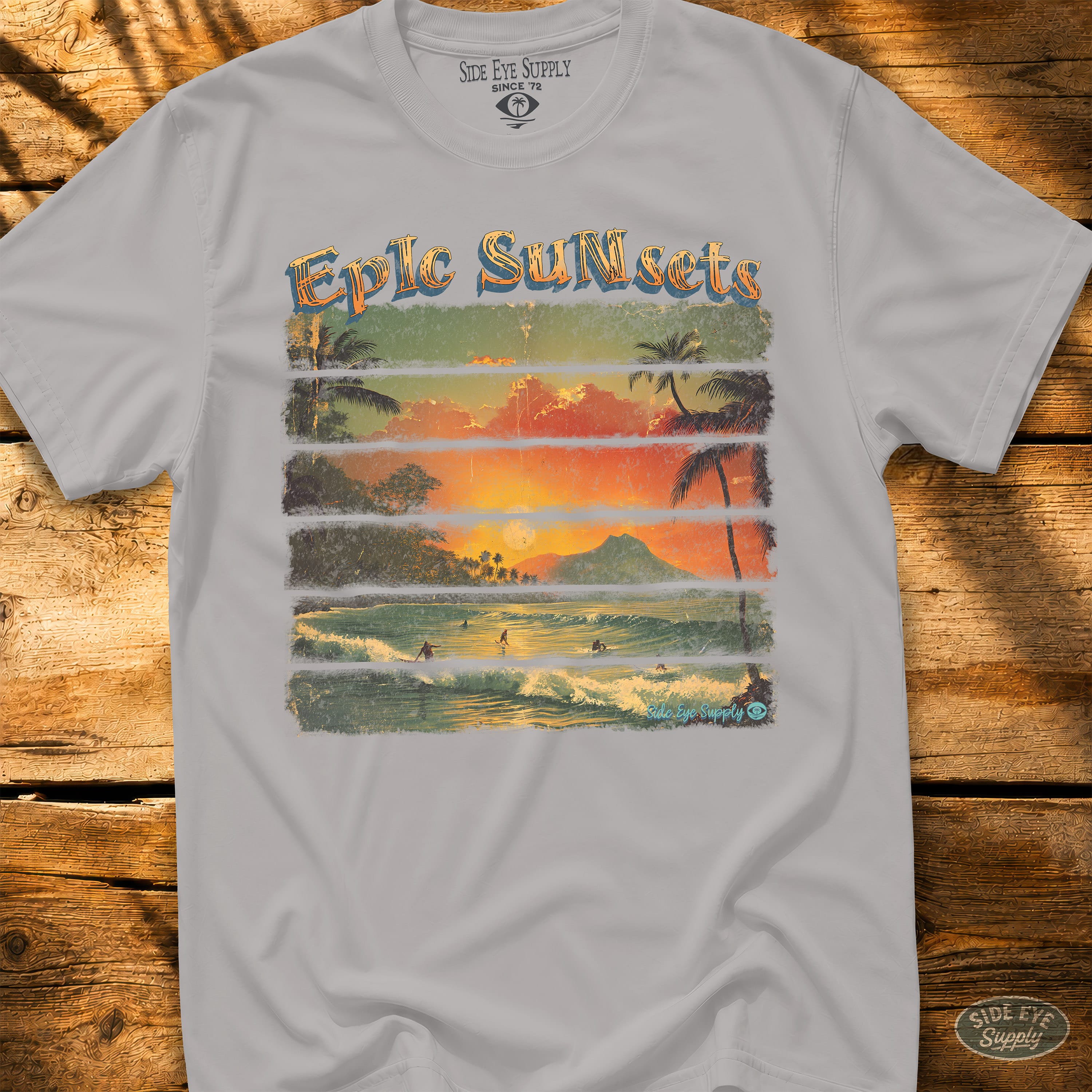 Epic Sunsets Tee Ice Grey / S - by Side Eye Supply - Surf Beach Life Apparel
