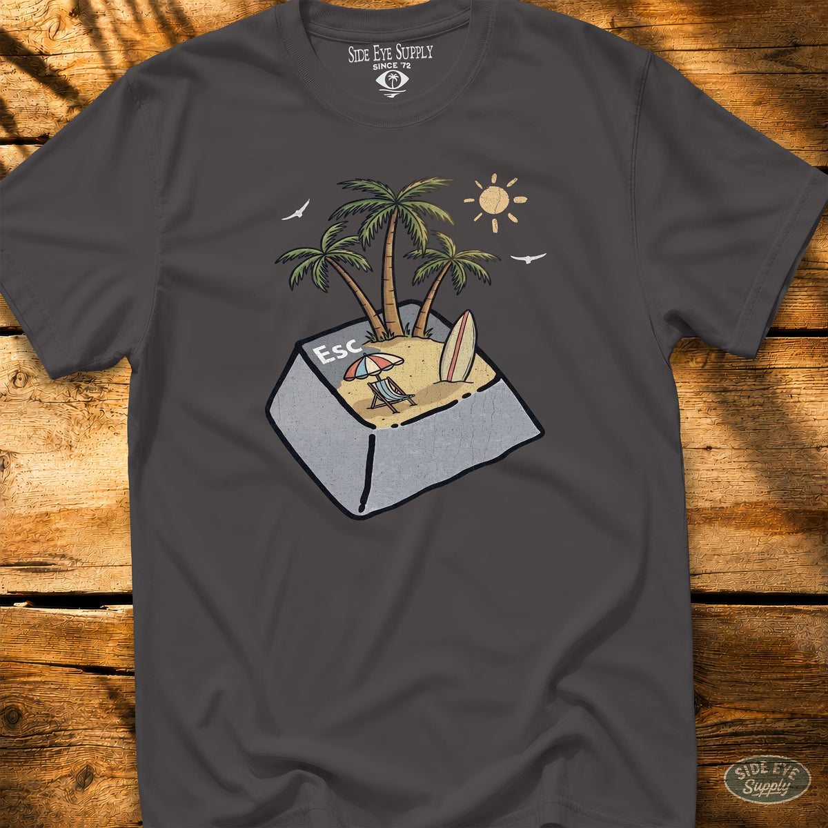 ESC Tee Charcoal / S - by Side Eye Supply - Surf Beach Life Apparel