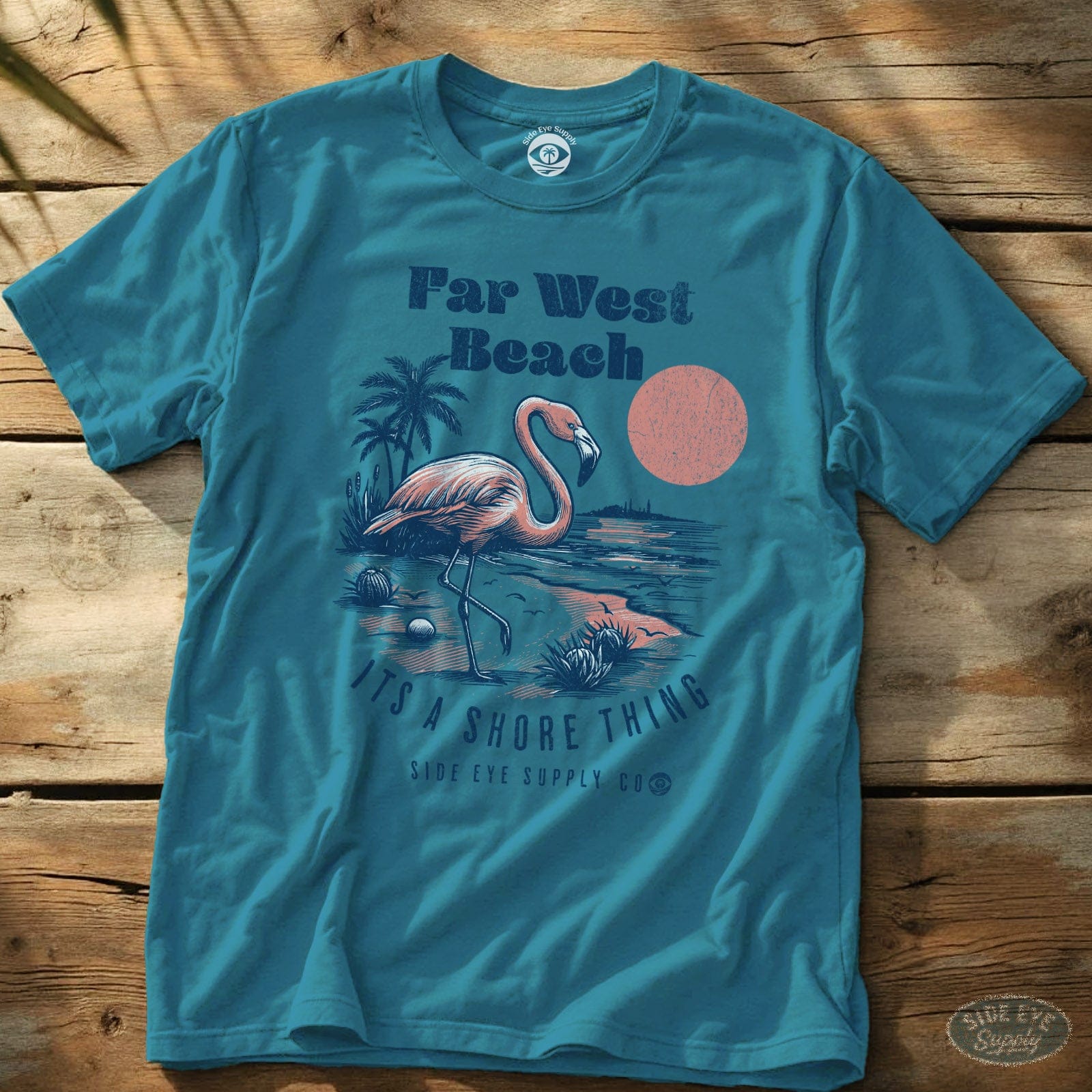 Far West Beach - It's a Shore Thing Tee Sapphire / S - by Side Eye Supply - Surf Beach Life Apparel