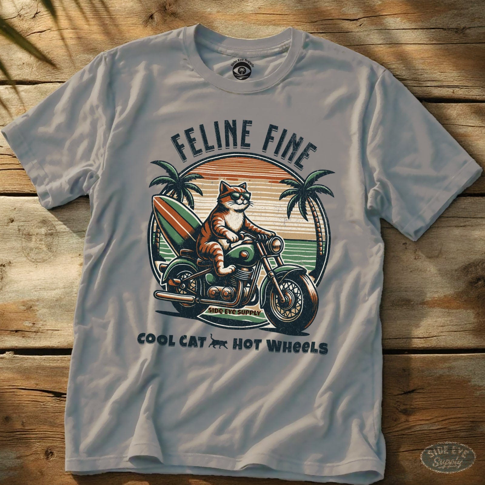 Feline Fine Tee Ice Grey / S - by Side Eye Supply - Surf Beach Life Apparel