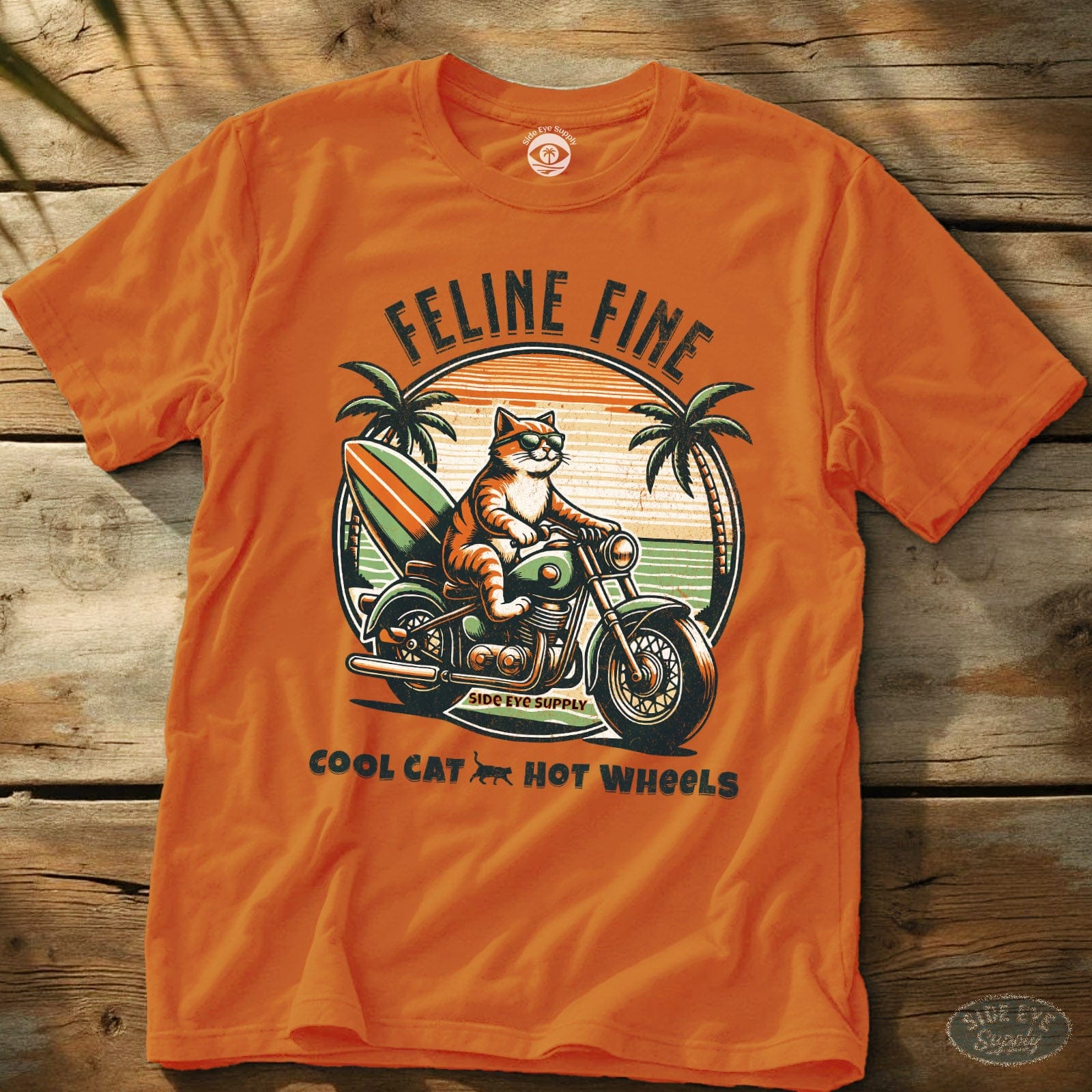 Feline Fine Tee Orange / S - by Side Eye Supply - Surf Beach Life Apparel