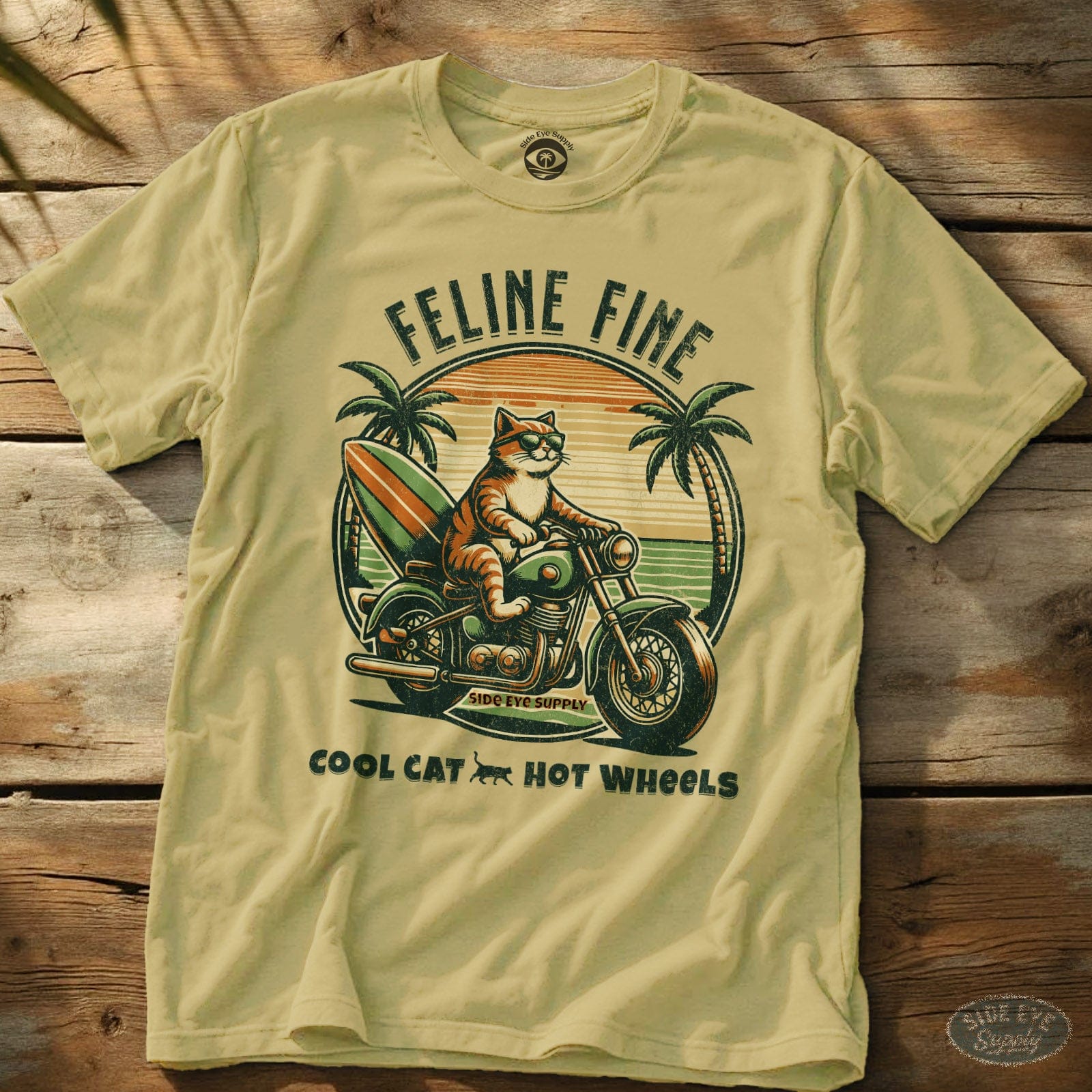 Feline Fine Tee Cornsilk / S - by Side Eye Supply - Surf Beach Life Apparel