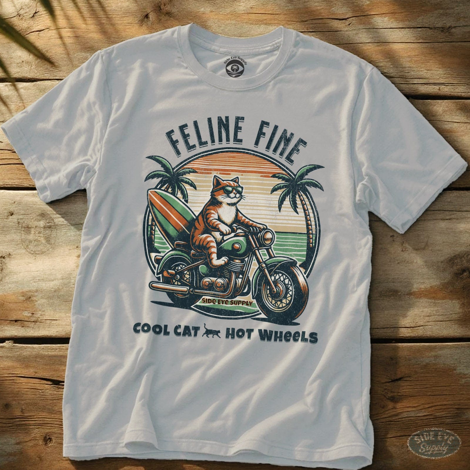 Feline Fine Tee White / S - by Side Eye Supply - Surf Beach Life Apparel