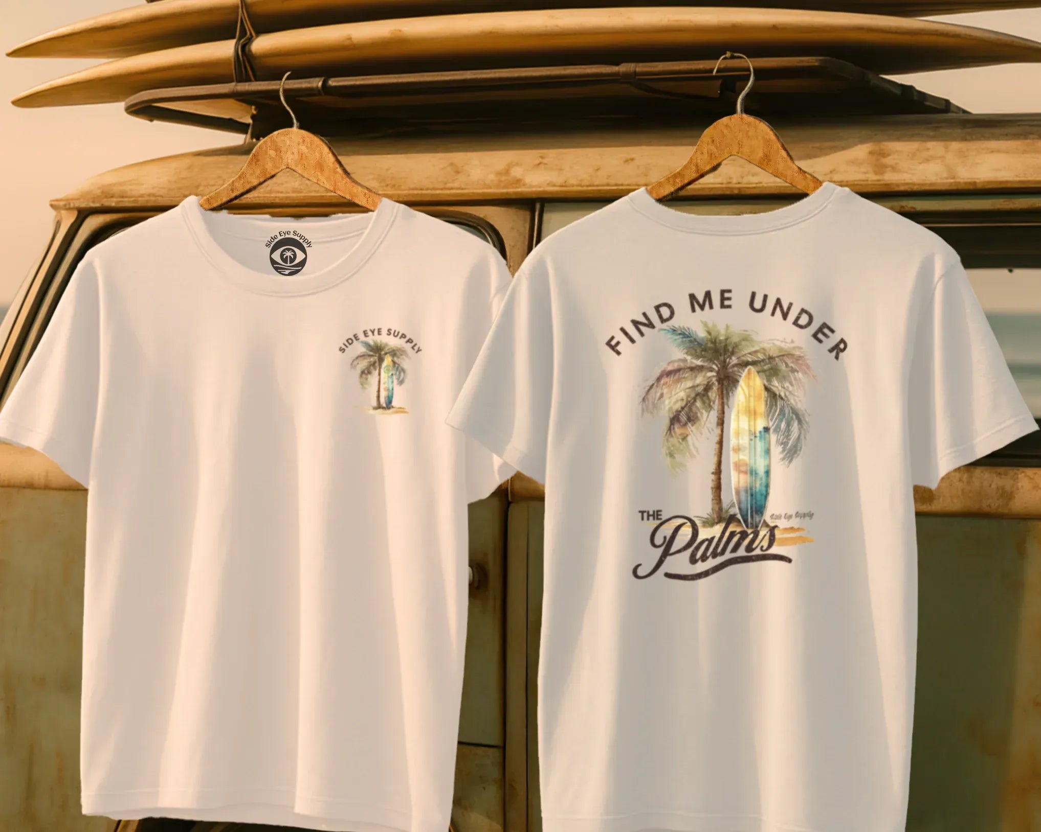 Find me Under the Palms Tee White / S - by Side Eye Supply - Surf Beach Life Apparel