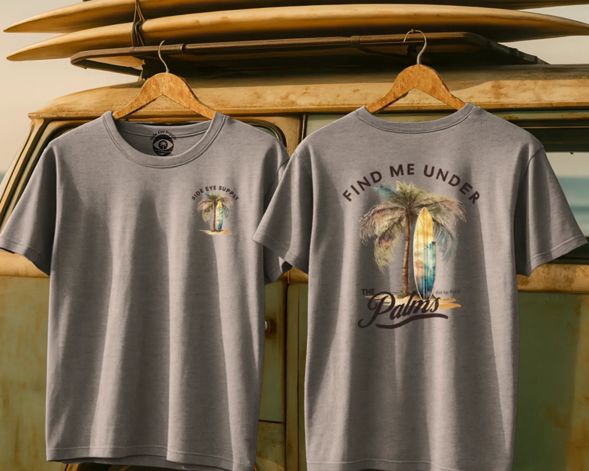 Find me Under the Palms Tee Sport Grey / S - by Side Eye Supply - Surf Beach Life Apparel