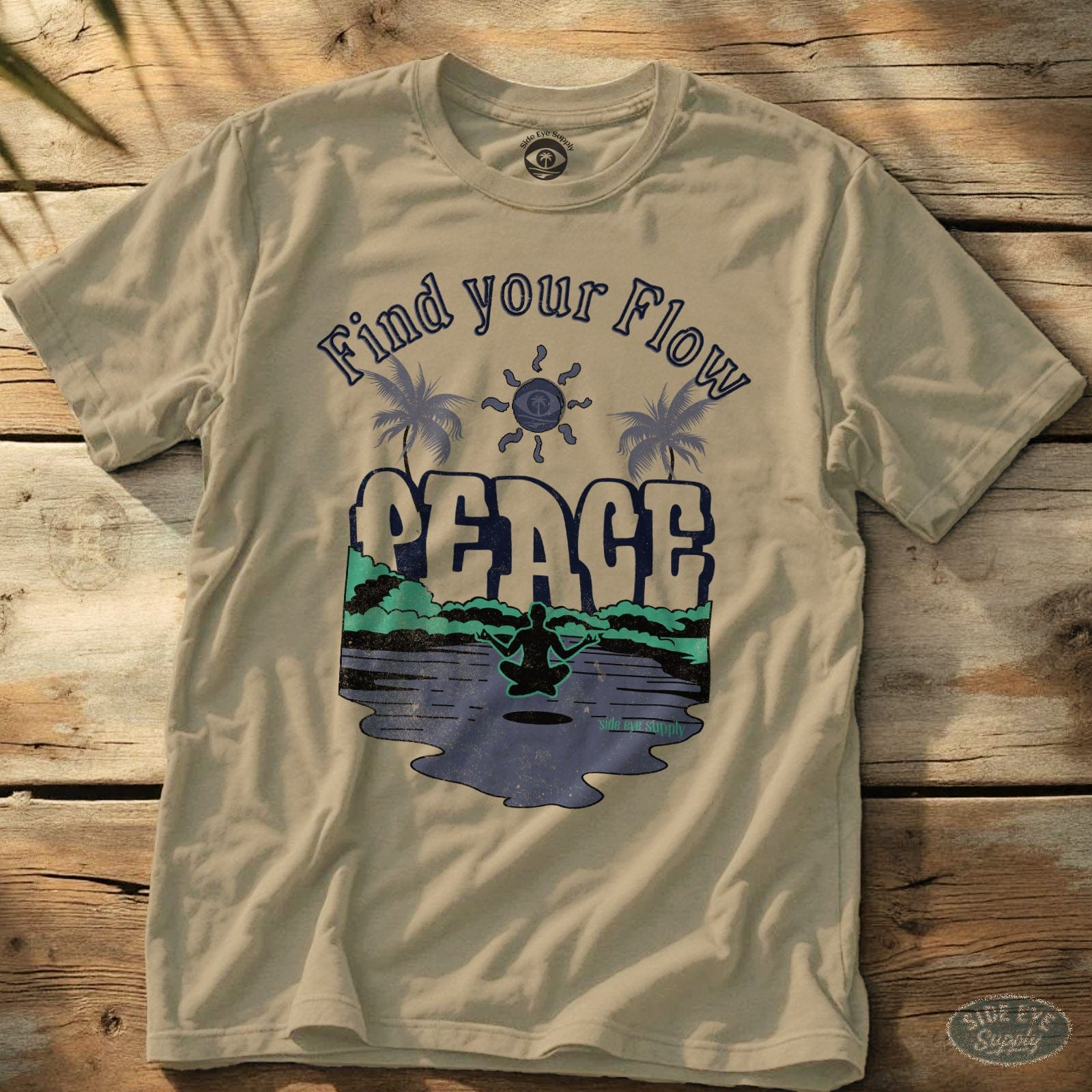 Find Your Flow Tee Sand / S - by Side Eye Supply - Surf Beach Life Apparel