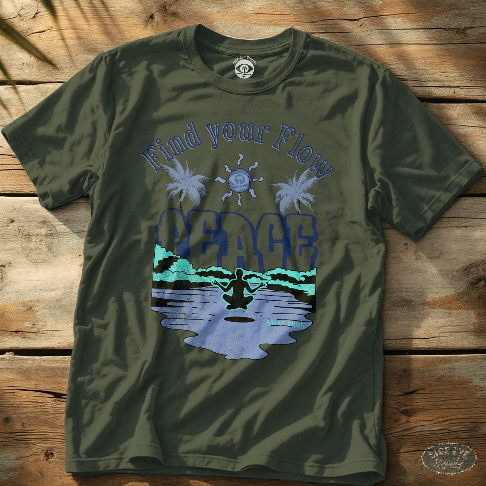 Find Your Flow Tee Military Green / S - by Side Eye Supply - Surf Beach Life Apparel
