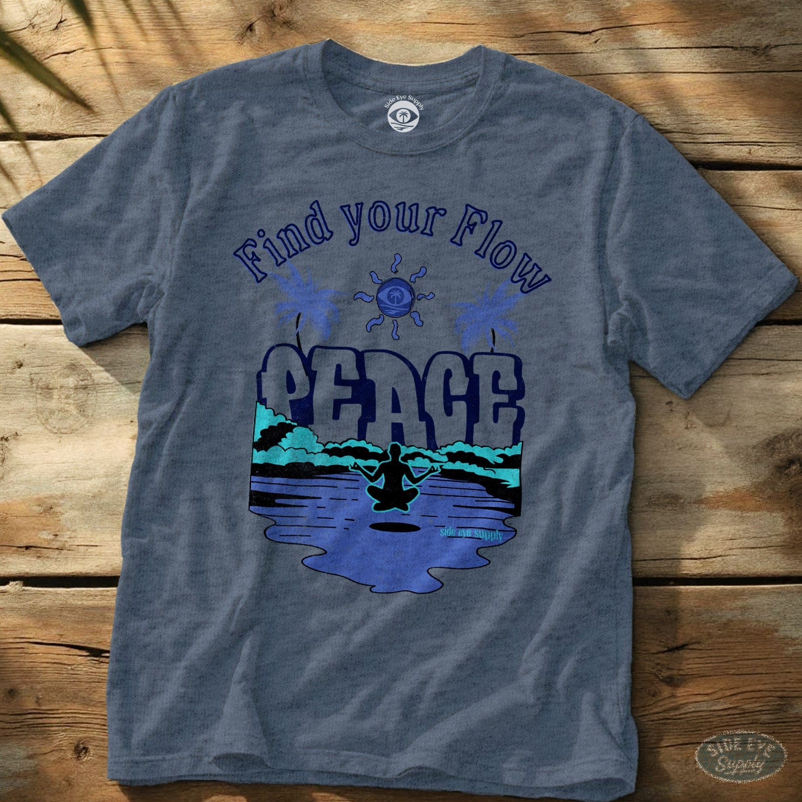 Find Your Flow Tee Heather Indigo / S - by Side Eye Supply - Surf Beach Life Apparel