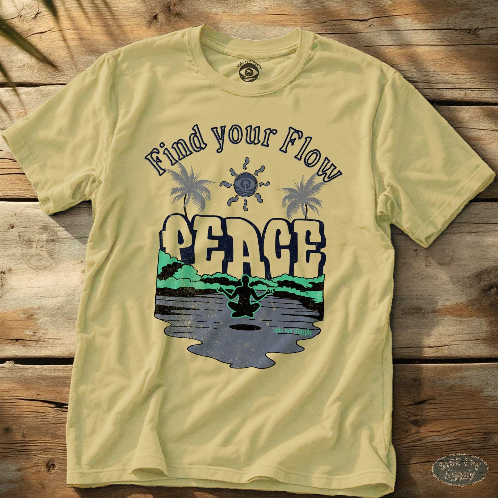 Find Your Flow Tee Cornsilk / S - by Side Eye Supply - Surf Beach Life Apparel