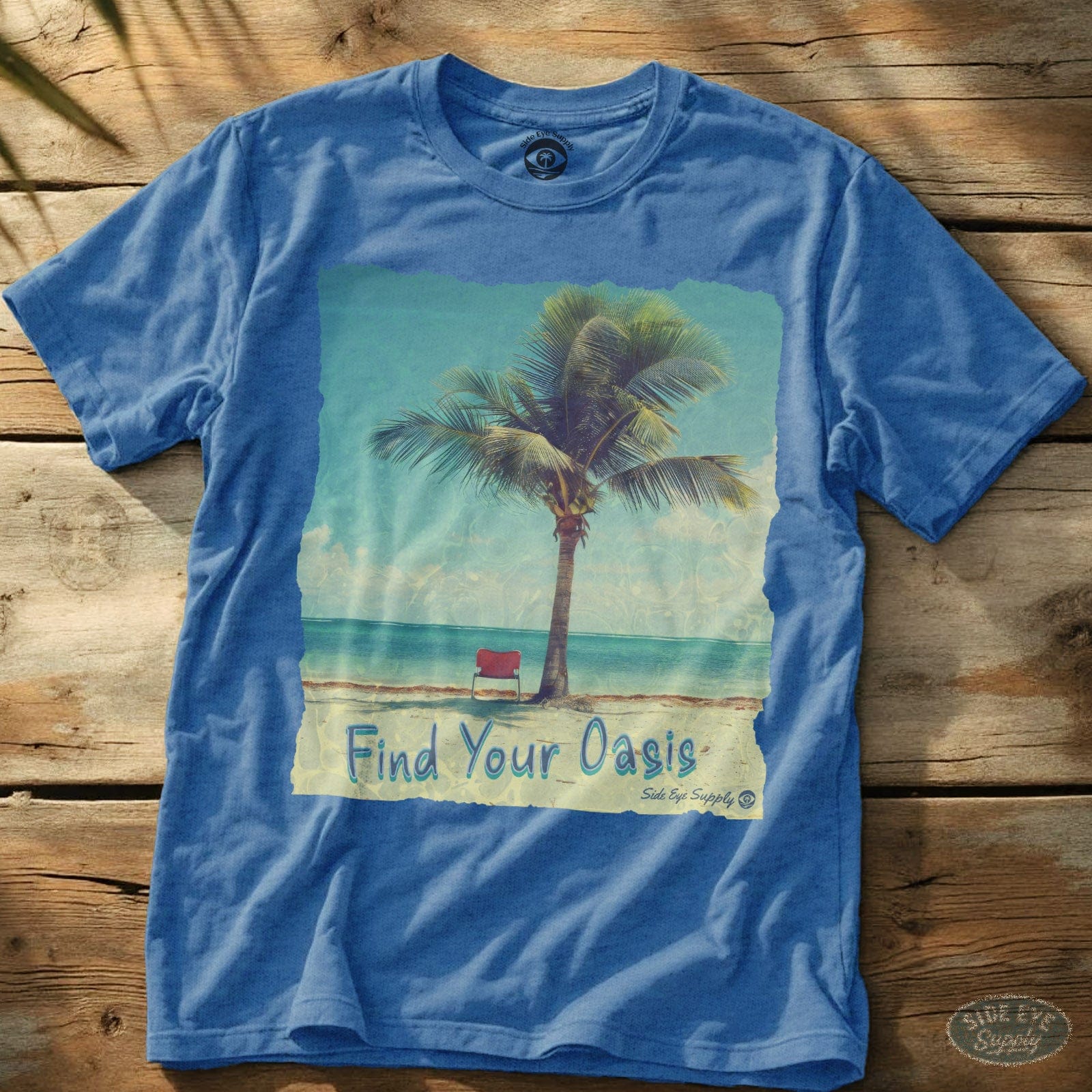 Find Your Oasis Tee Heather Royal / S - by Side Eye Supply - Surf Beach Life Apparel