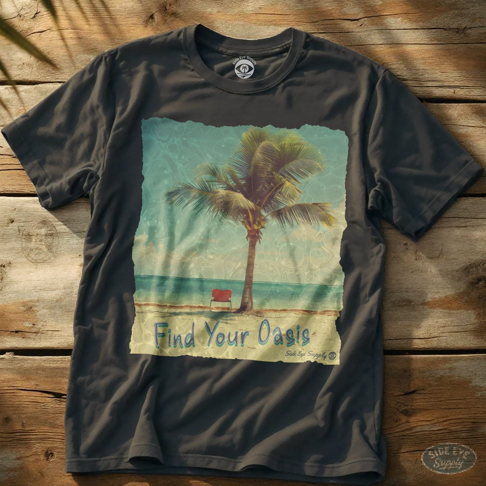 Find Your Oasis Tee Charcoal / S - by Side Eye Supply - Surf Beach Life Apparel