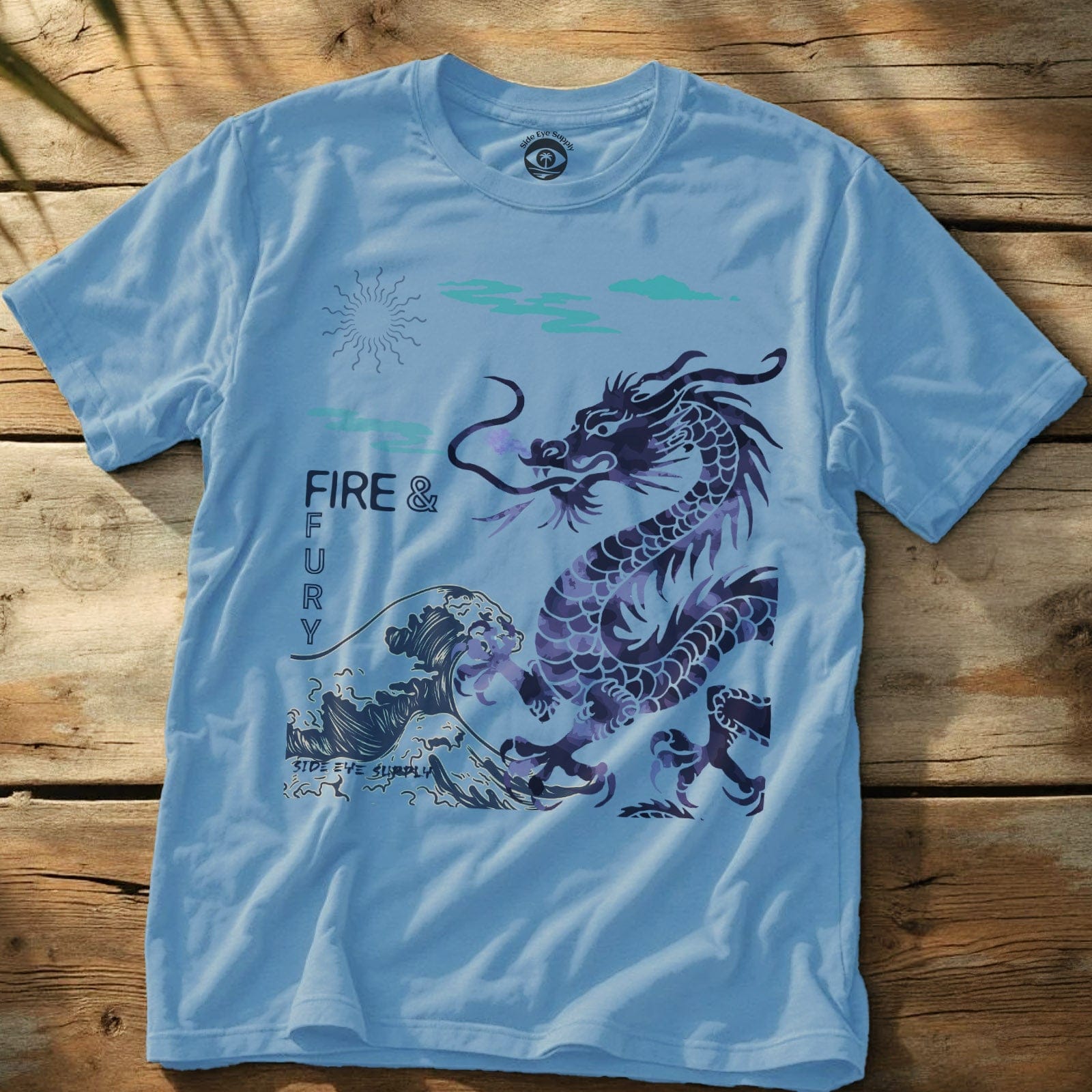 Fire and Fury Tee Light Blue / S - by Side Eye Supply - Surf Beach Life Apparel