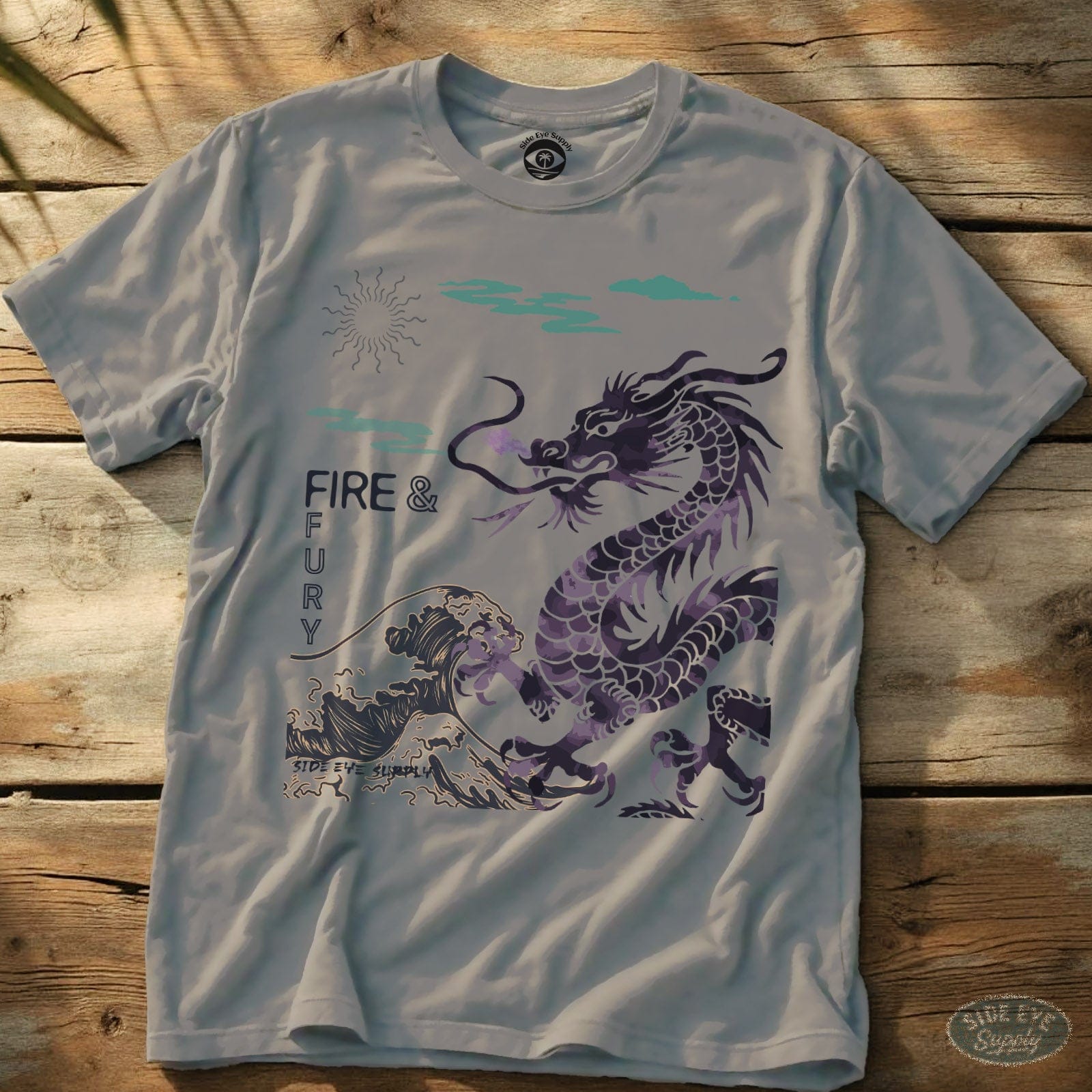 Fire and Fury Tee Ice Grey / S - by Side Eye Supply - Surf Beach Life Apparel