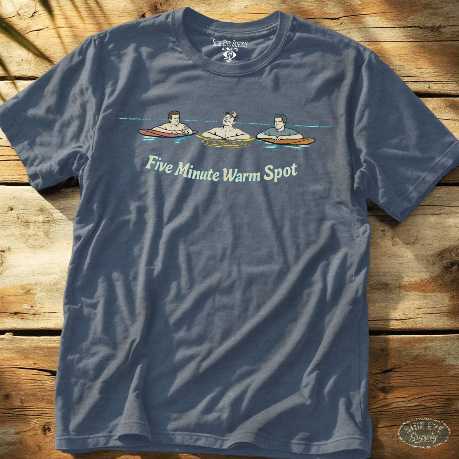 Five Minute Warm Spot Tee Heather Indigo / S - by Side Eye Supply - Surf Beach Life Apparel