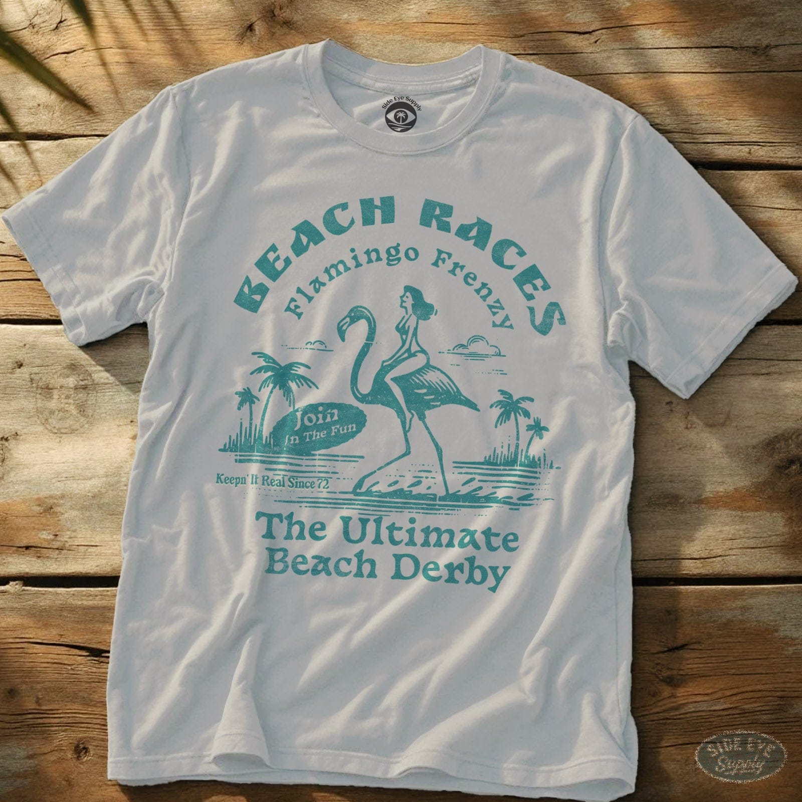Flamingo Frenzy Tee White / S - by Side Eye Supply - Surf Beach Life Apparel