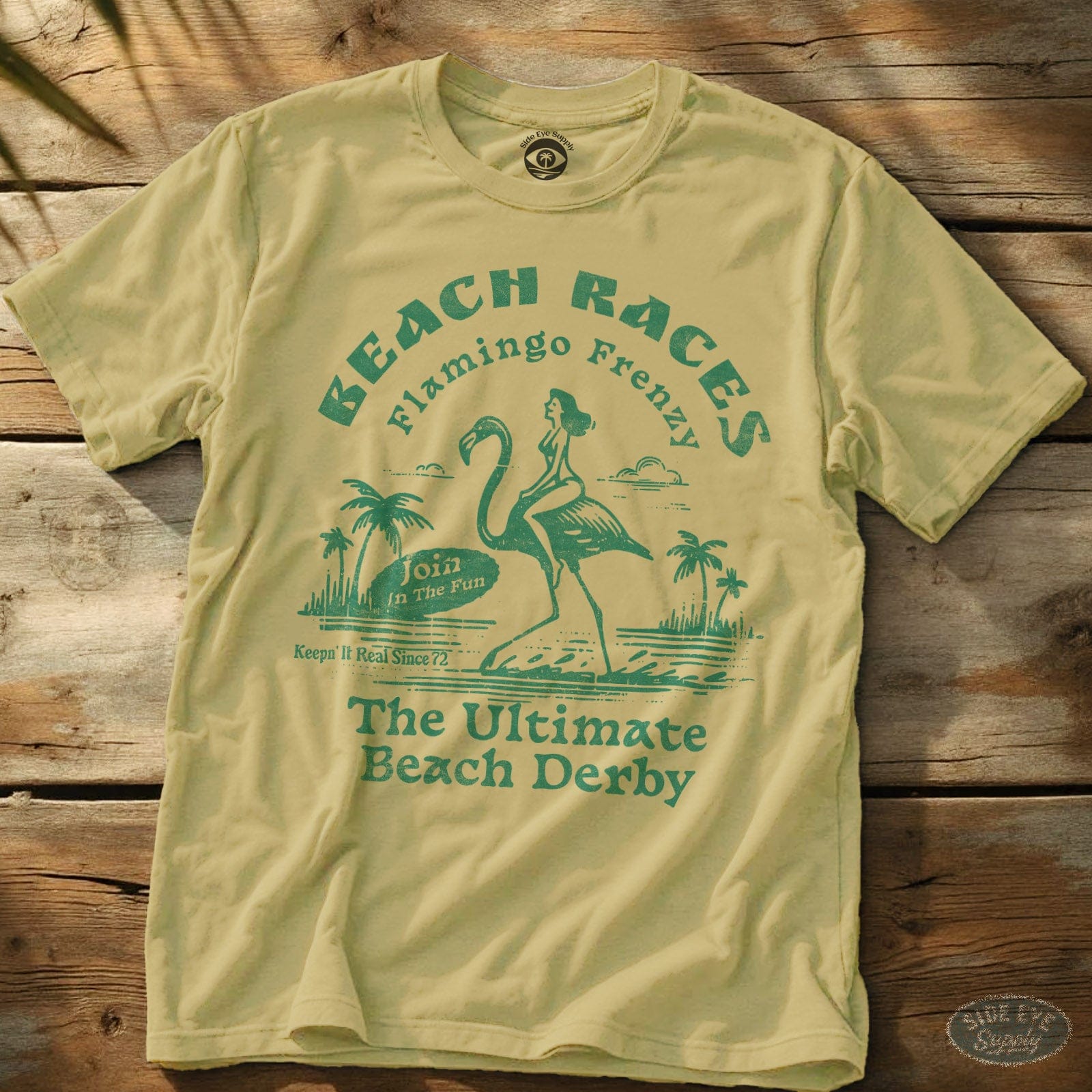 Flamingo Frenzy Tee Cornsilk / S - by Side Eye Supply - Surf Beach Life Apparel
