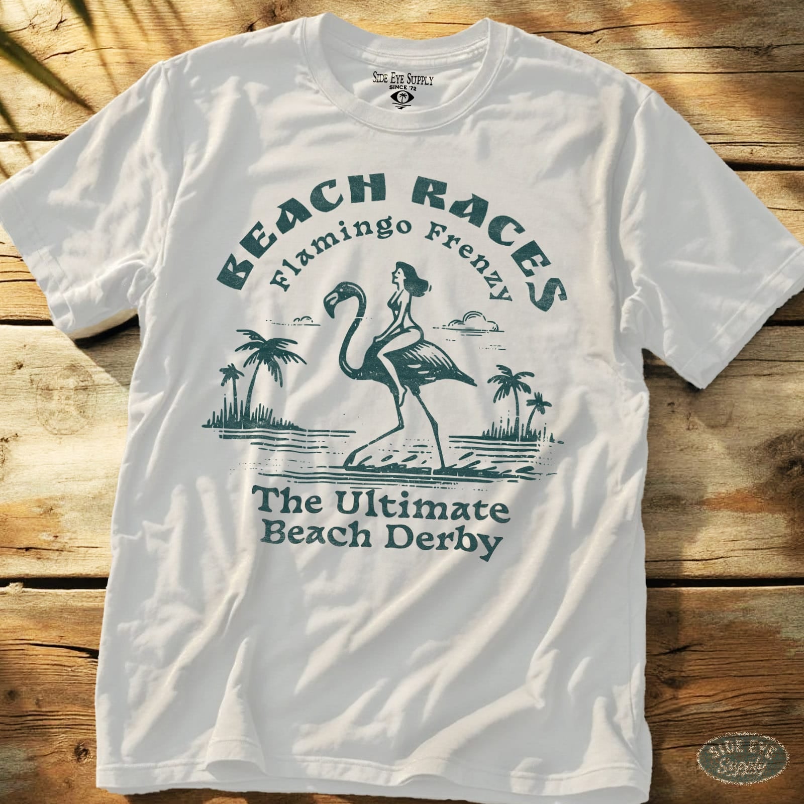 Flamingo Frenzy Tee White / S - by Side Eye Supply - Surf Beach Life Apparel