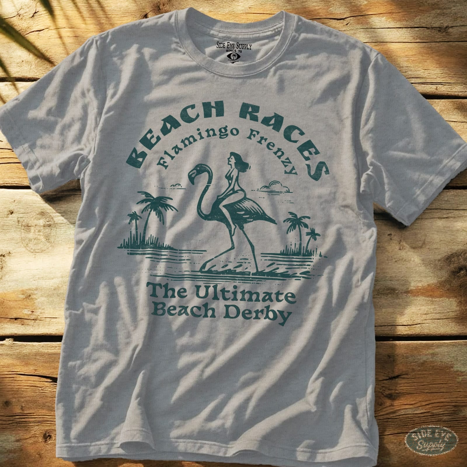 Flamingo Frenzy Tee Sport Grey / S - by Side Eye Supply - Surf Beach Life Apparel