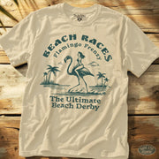 Flamingo Frenzy Tee Natural / S - by Side Eye Supply - Surf Beach Life Apparel