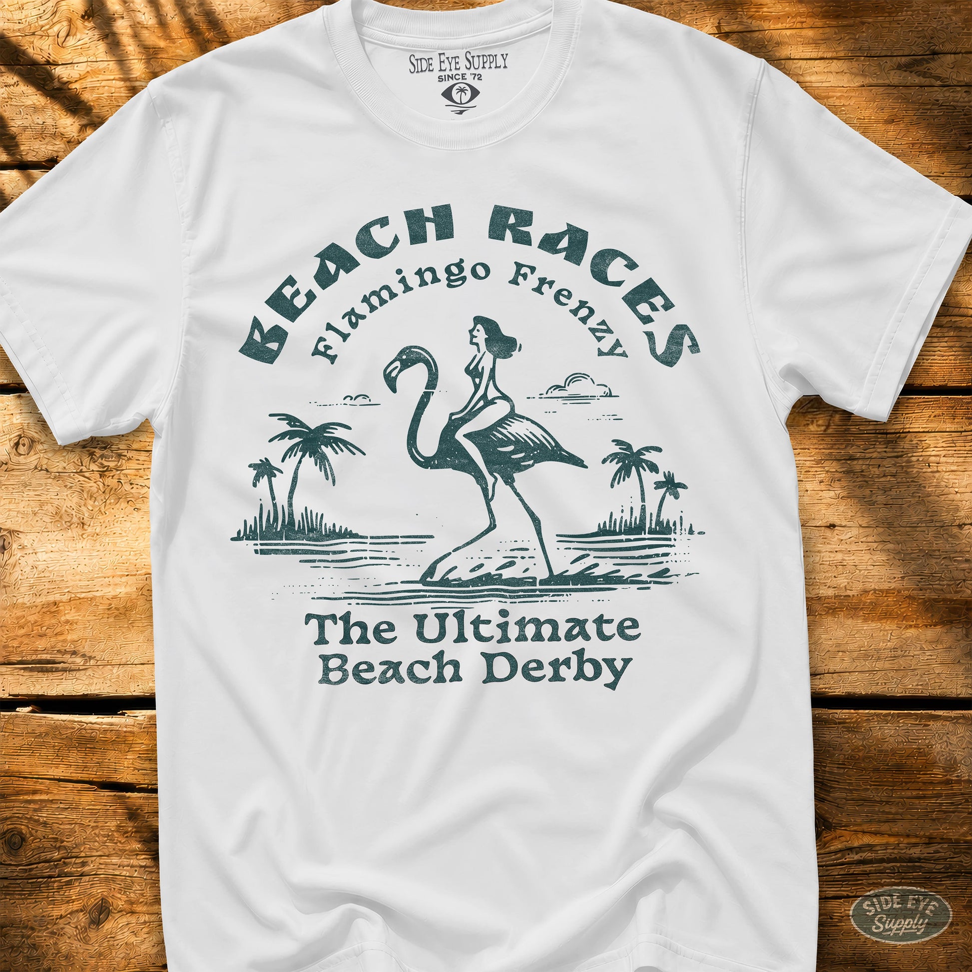 Flamingo Frenzy Tee White / S - by Side Eye Supply - Surf Beach Life Apparel