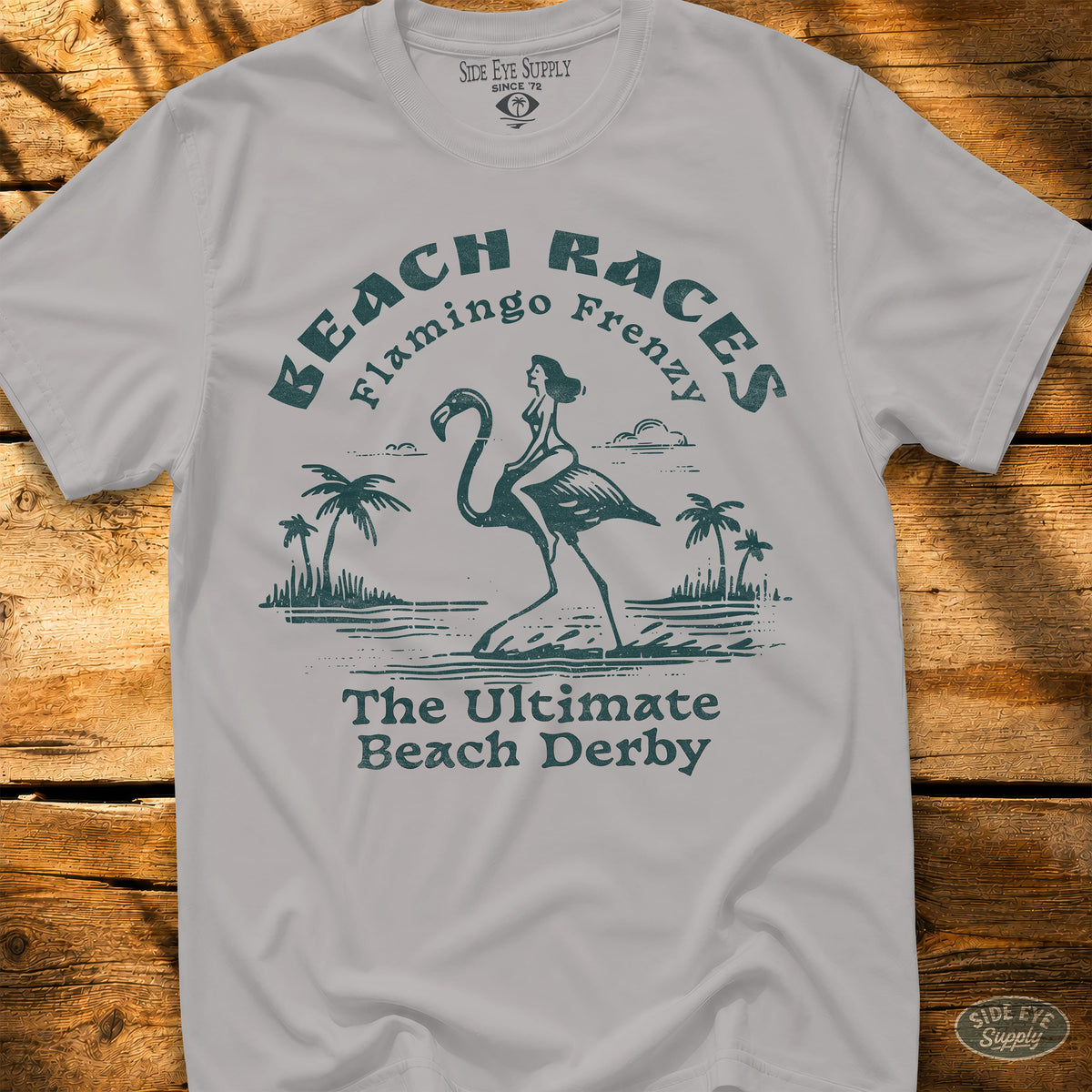 Flamingo Frenzy Tee Ice Grey / S - by Side Eye Supply - Surf Beach Life Apparel
