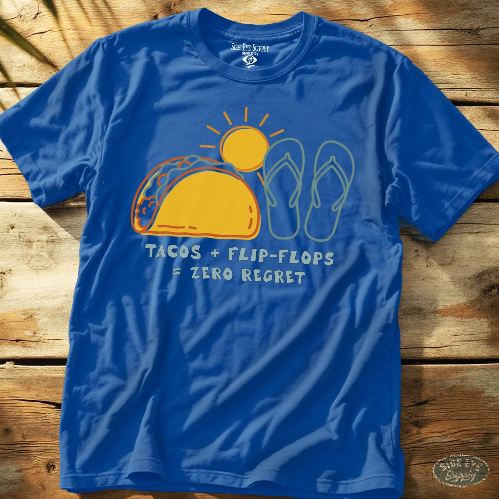 Flip Flops & Tacos Tee Royal / S - by Side Eye Supply - Surf Beach Life Apparel