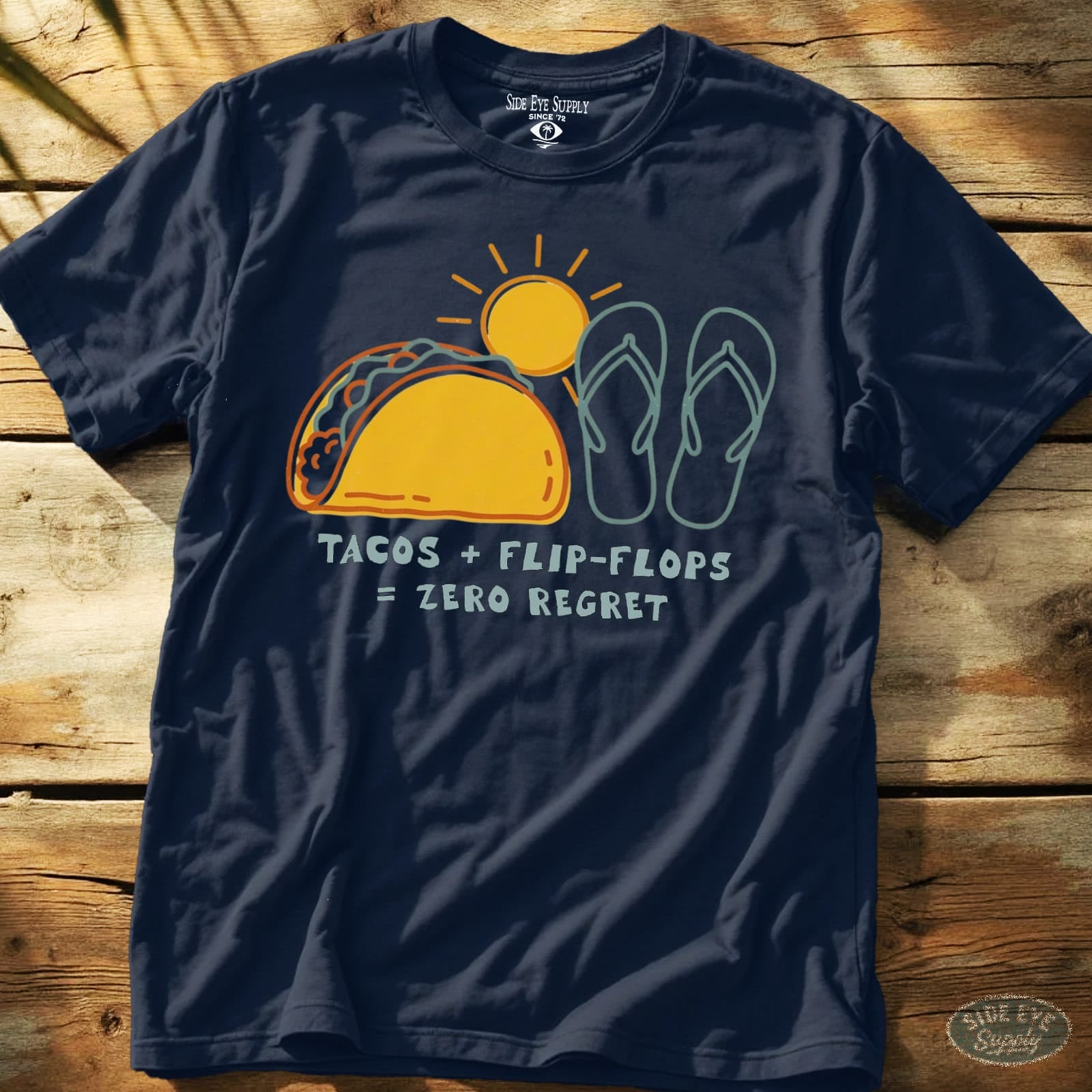 Flip Flops & Tacos Tee Navy / S - by Side Eye Supply - Surf Beach Life Apparel